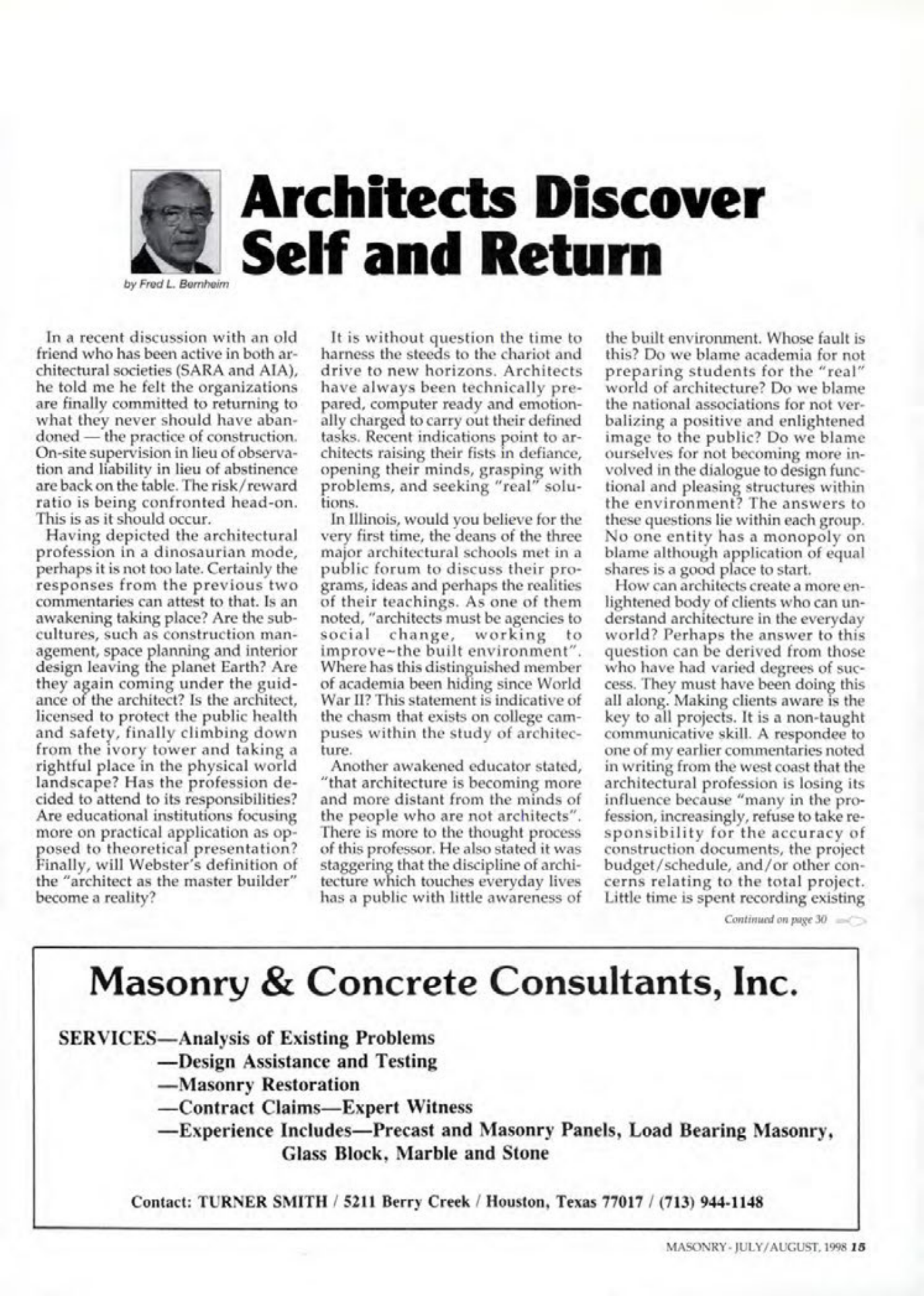 Masonry Magazine August 1998 Page. 15