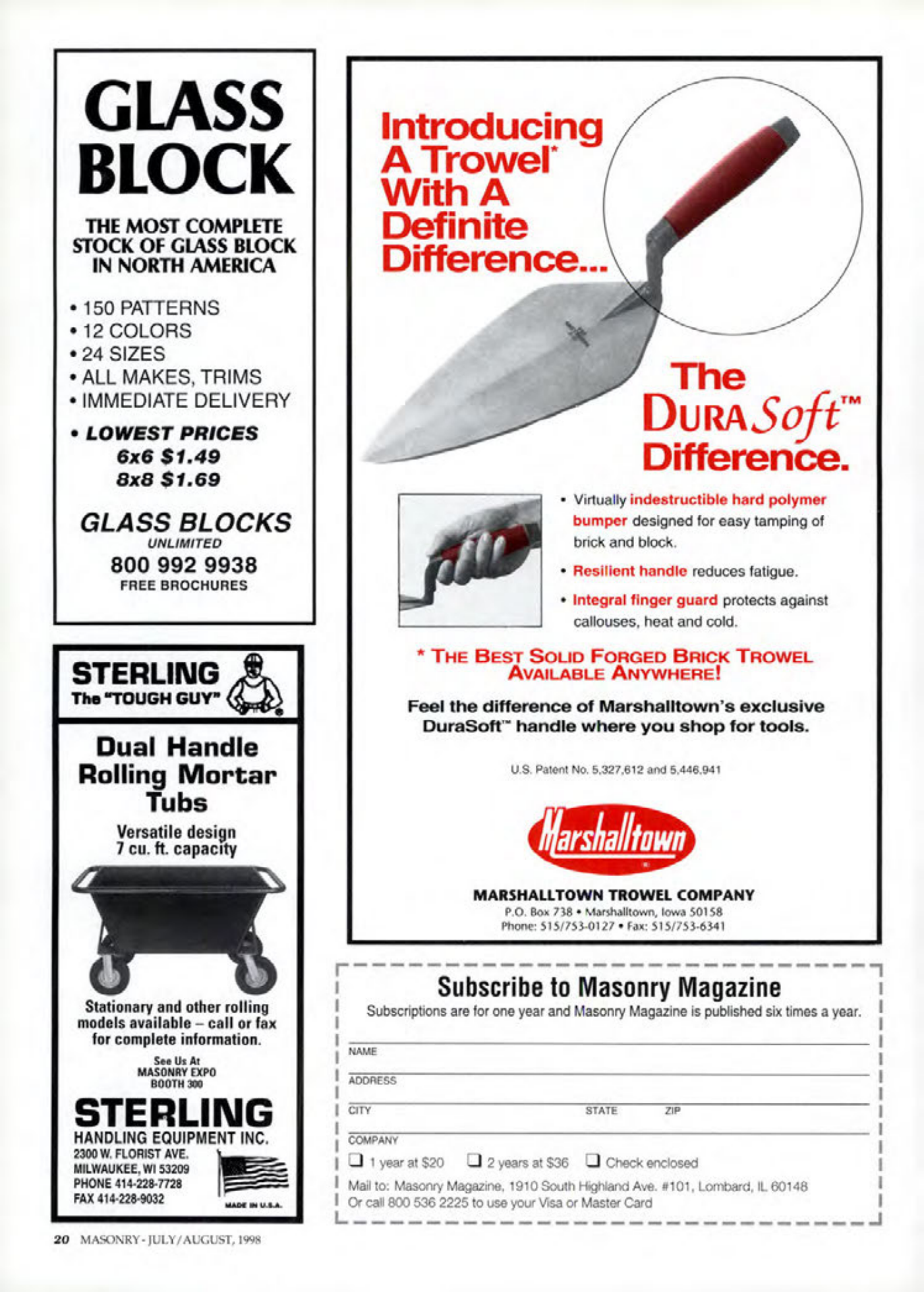 Masonry Magazine August 1998 Page. 20