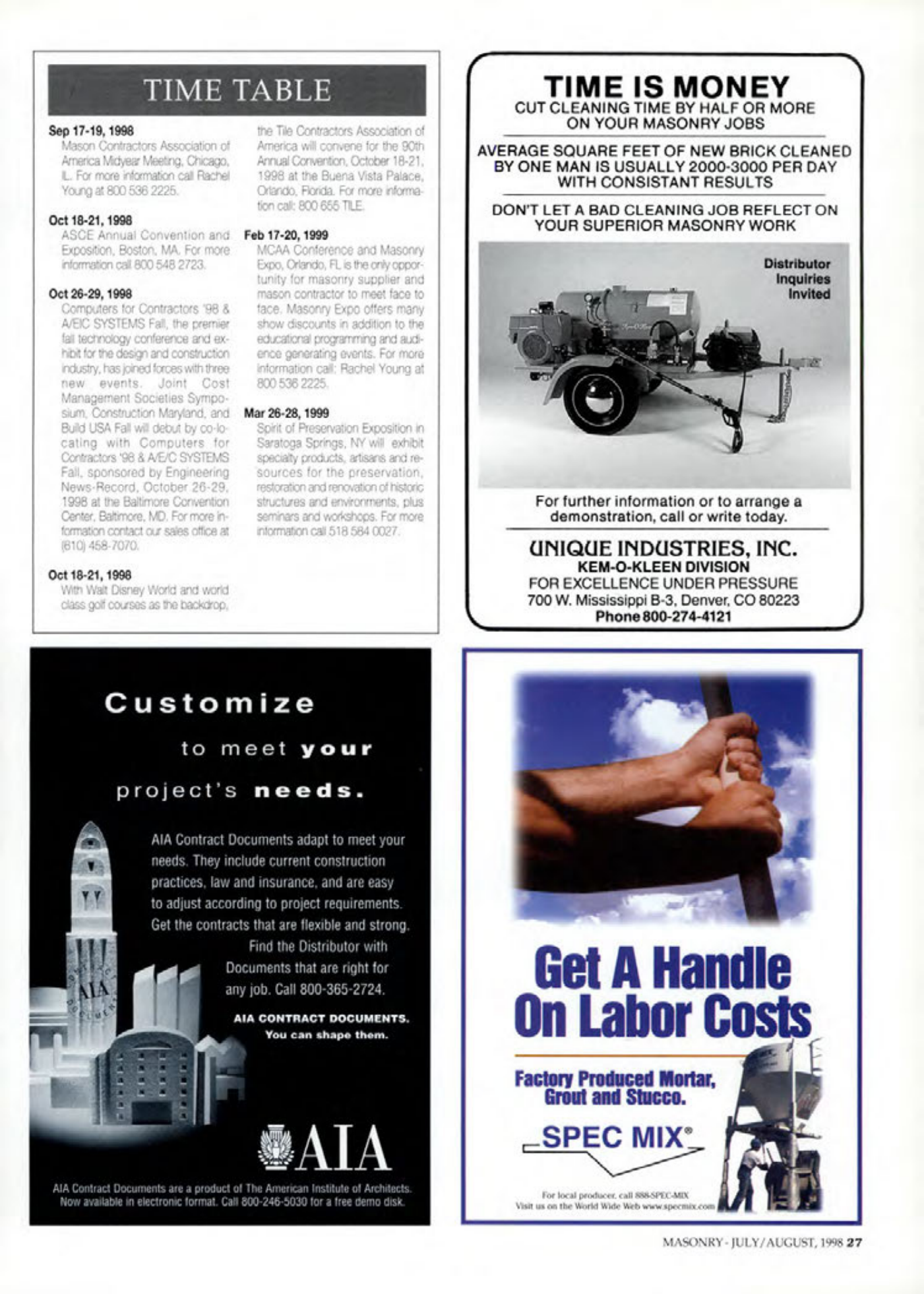 Masonry Magazine August 1998 Page. 27
