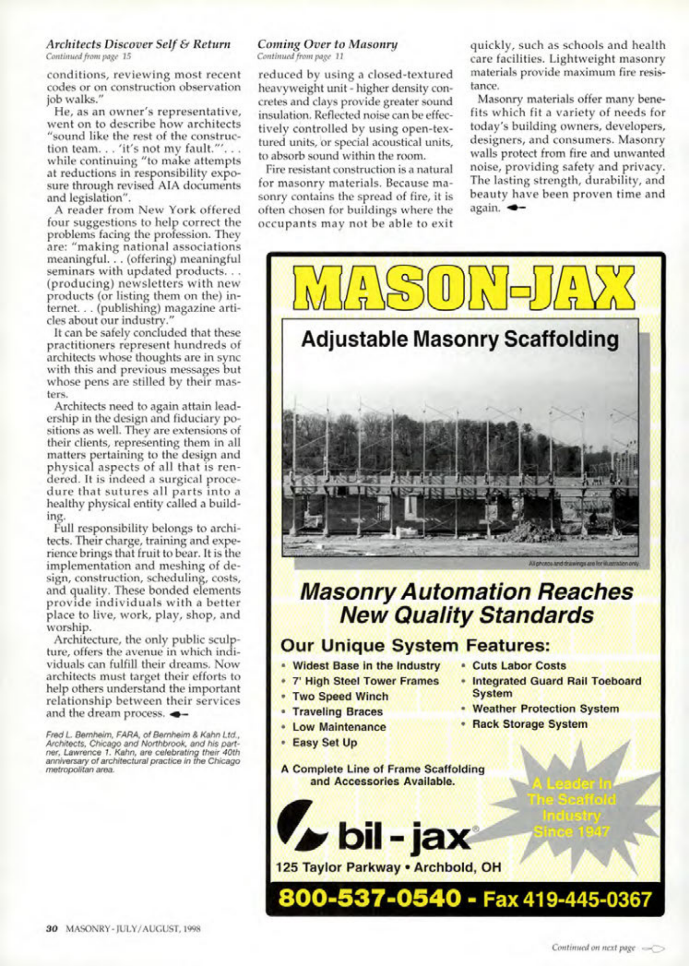Masonry Magazine August 1998 Page. 30