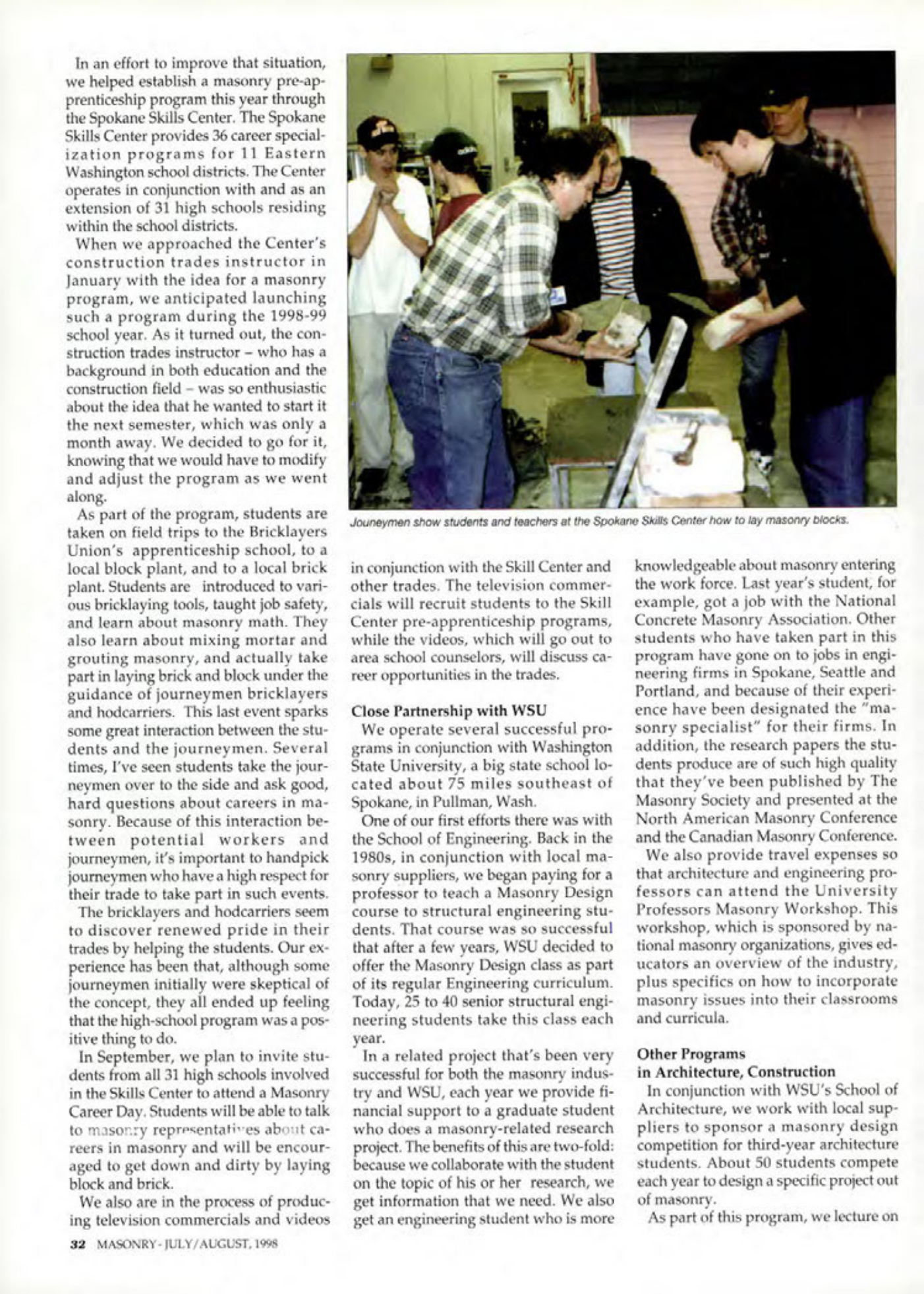 Masonry Magazine August 1998 Page. 32