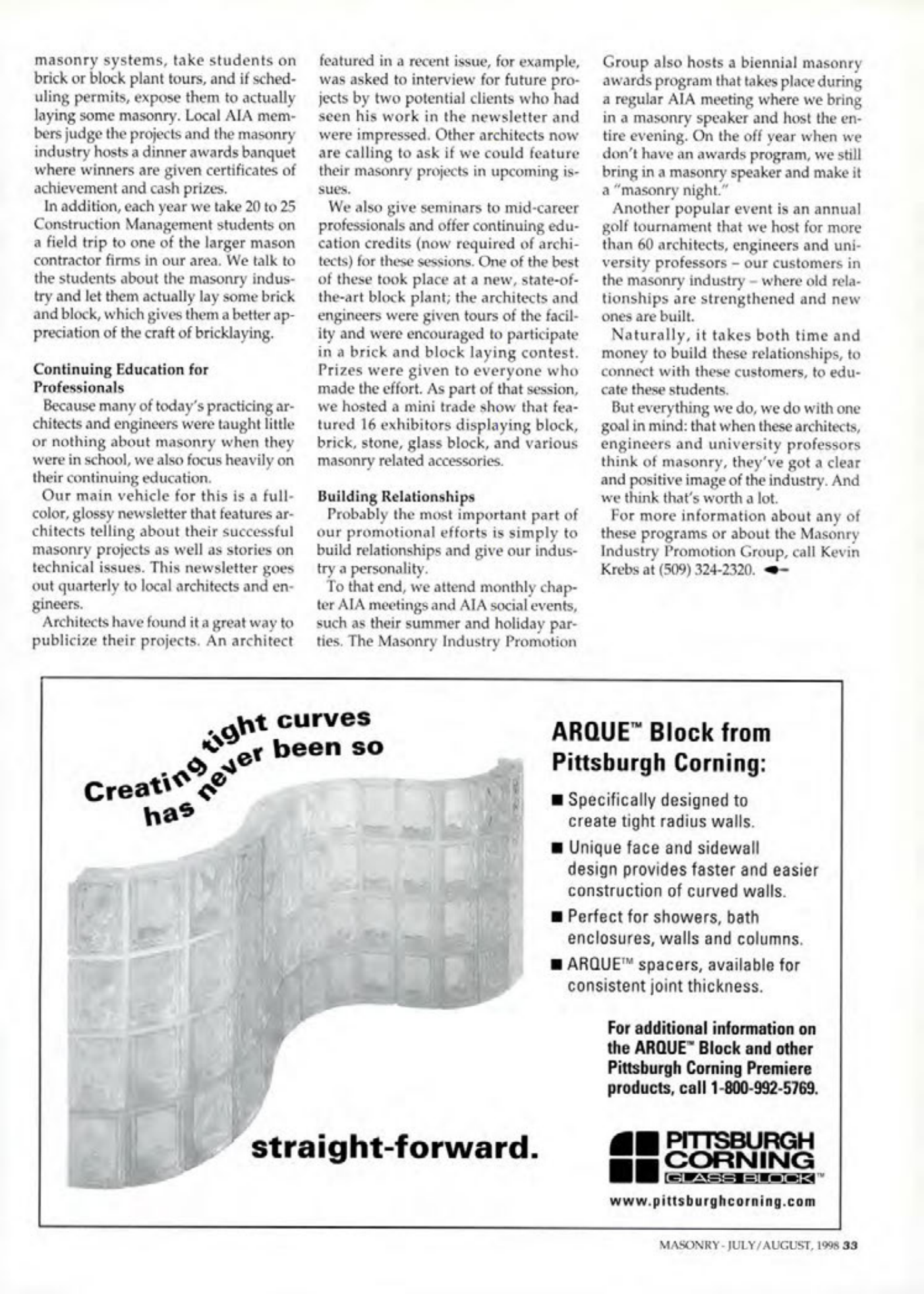 Masonry Magazine August 1998 Page. 33