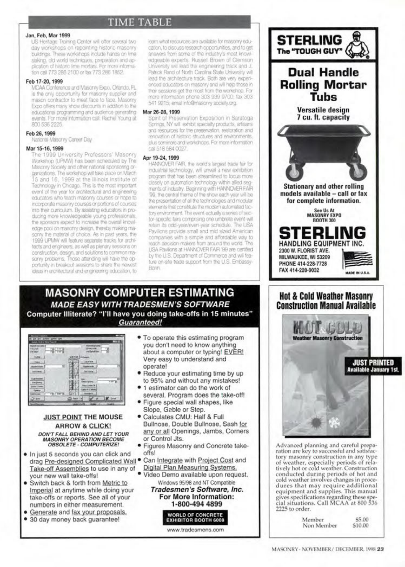 Masonry Magazine December 1998 Page. 23