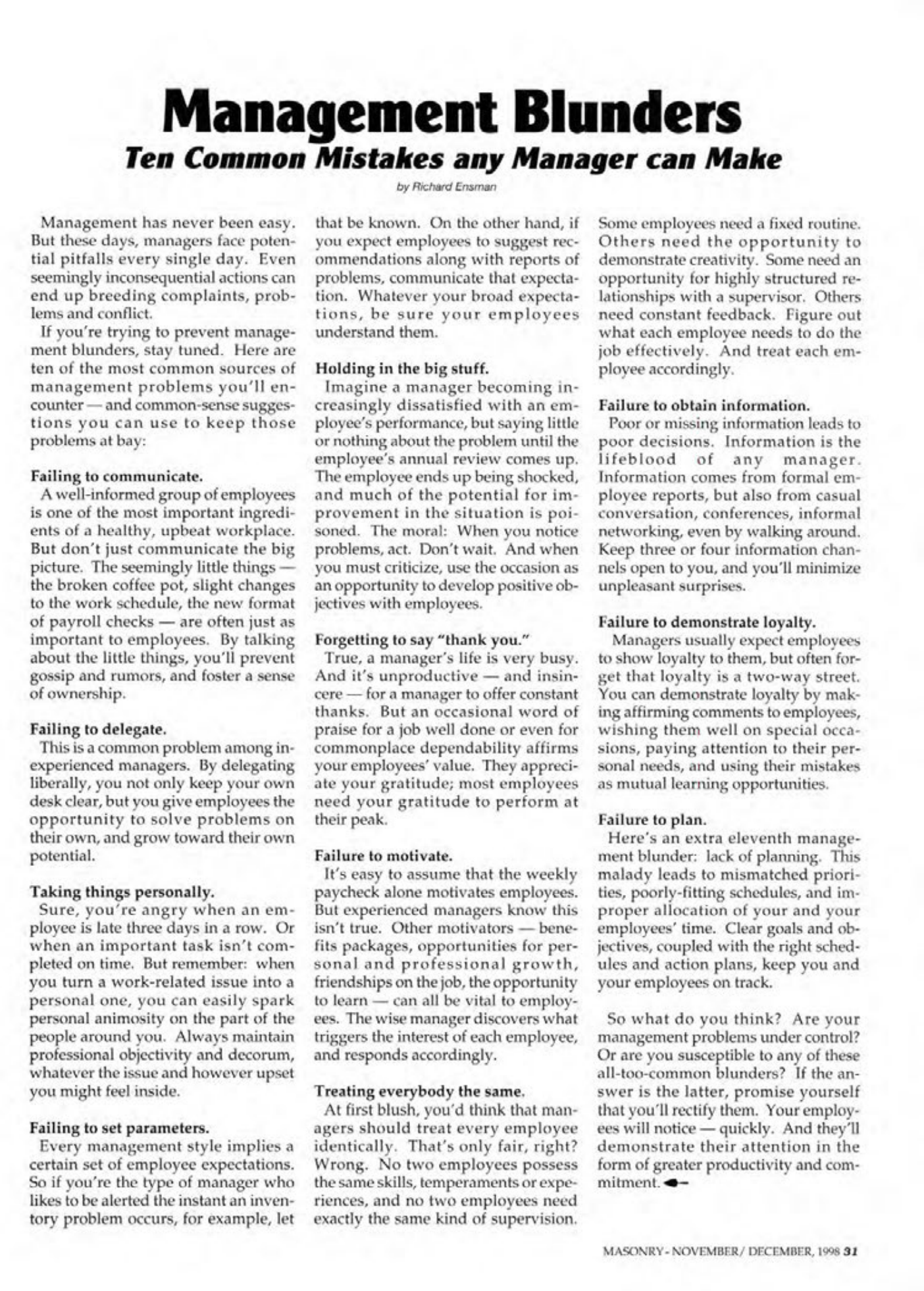 Masonry Magazine December 1998 Page. 31