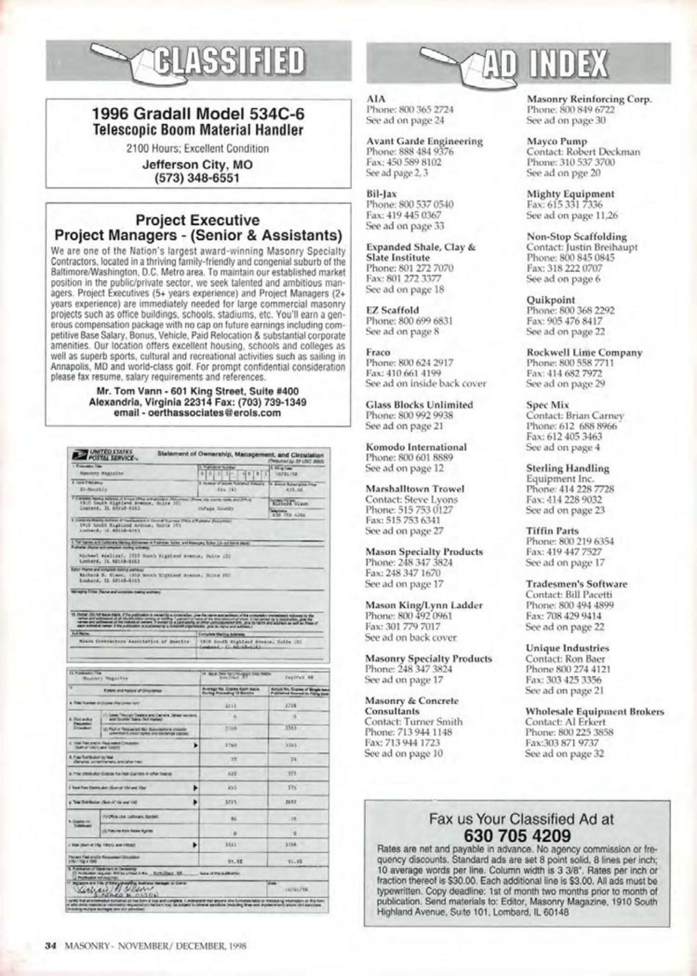 Masonry Magazine December 1998 Page. 34