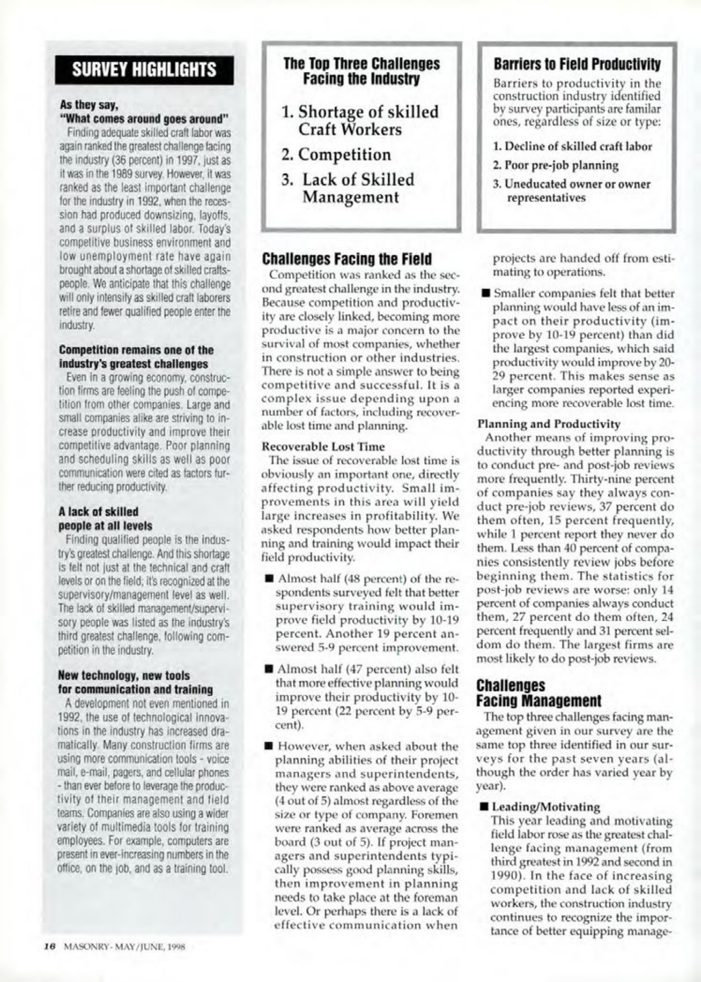 Masonry Magazine June 1998 Page. 16