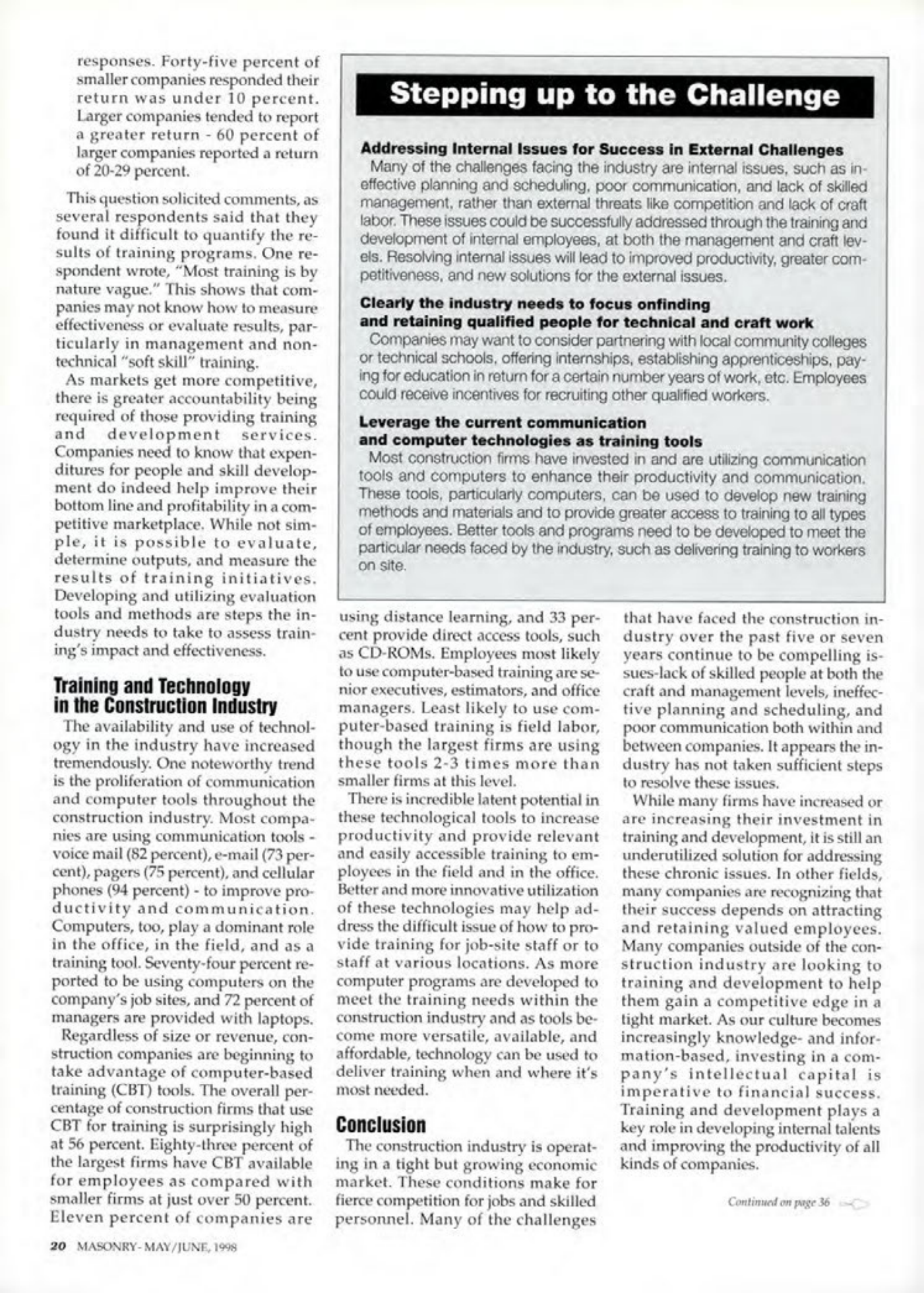 Masonry Magazine June 1998 Page. 20
