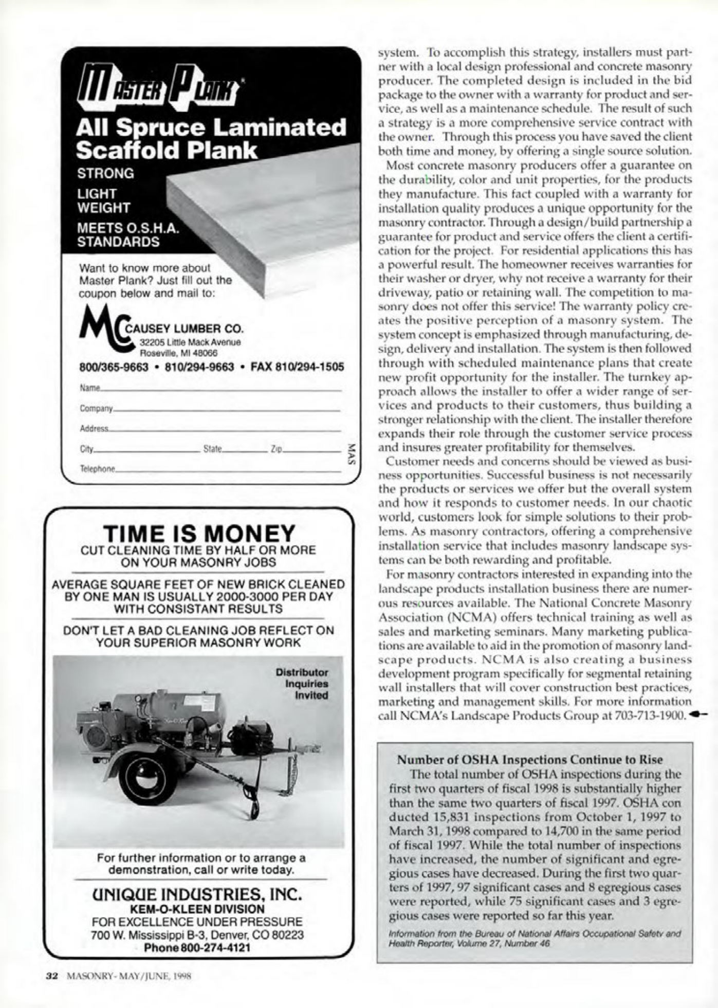 Masonry Magazine June 1998 Page. 32