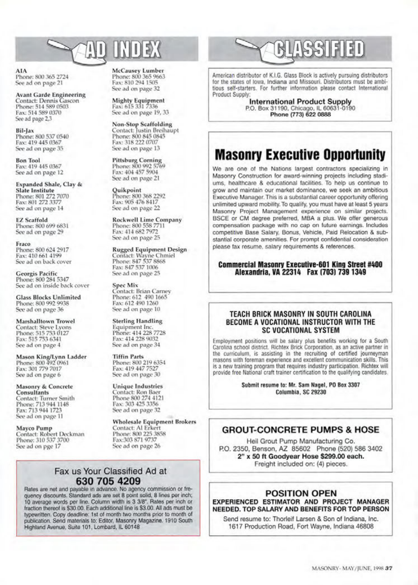 Masonry Magazine June 1998 Page. 37