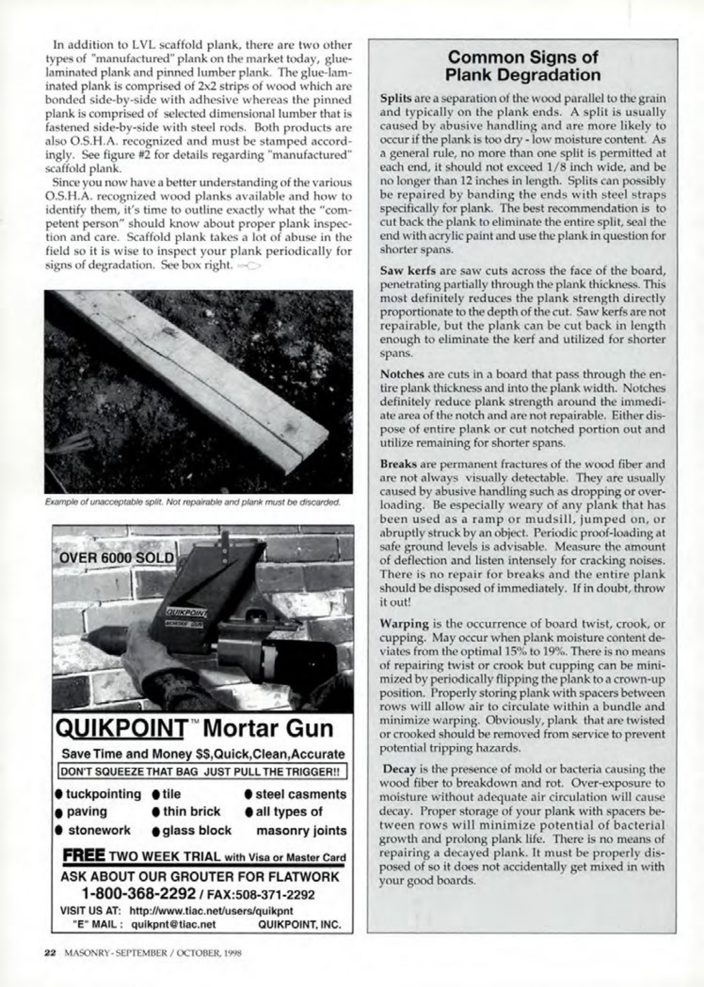 Masonry Magazine October 1998 Page. 22