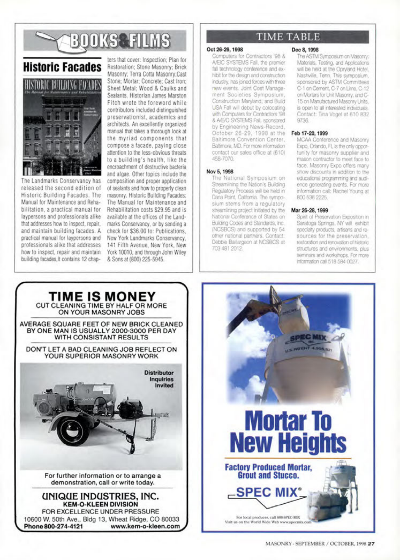 Masonry Magazine October 1998 Page. 27