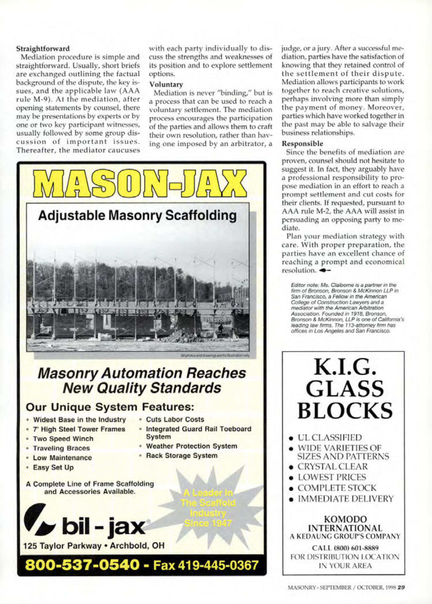 Masonry Magazine October 1998 Page. 29