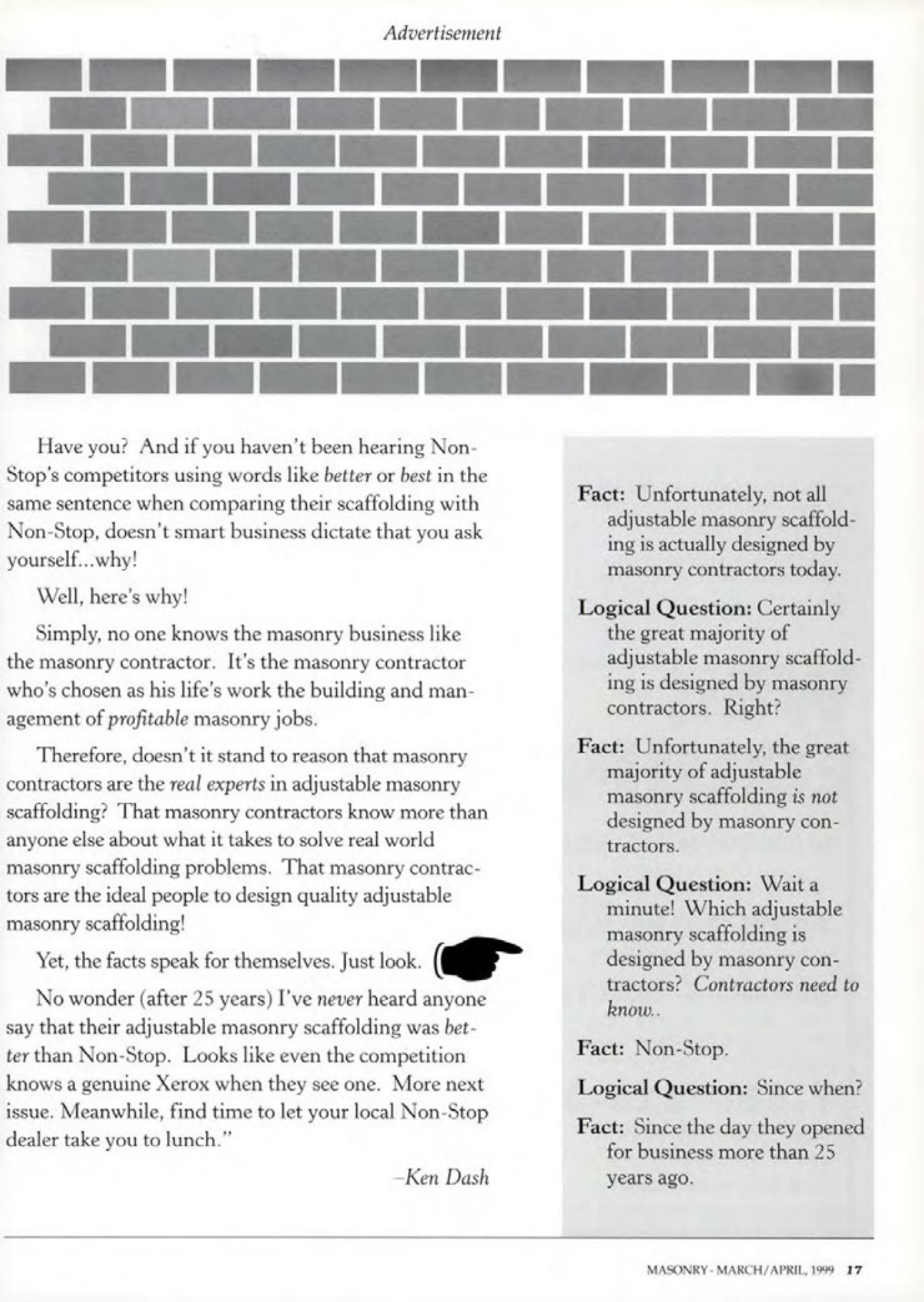Masonry Magazine April 1999 Page. 17