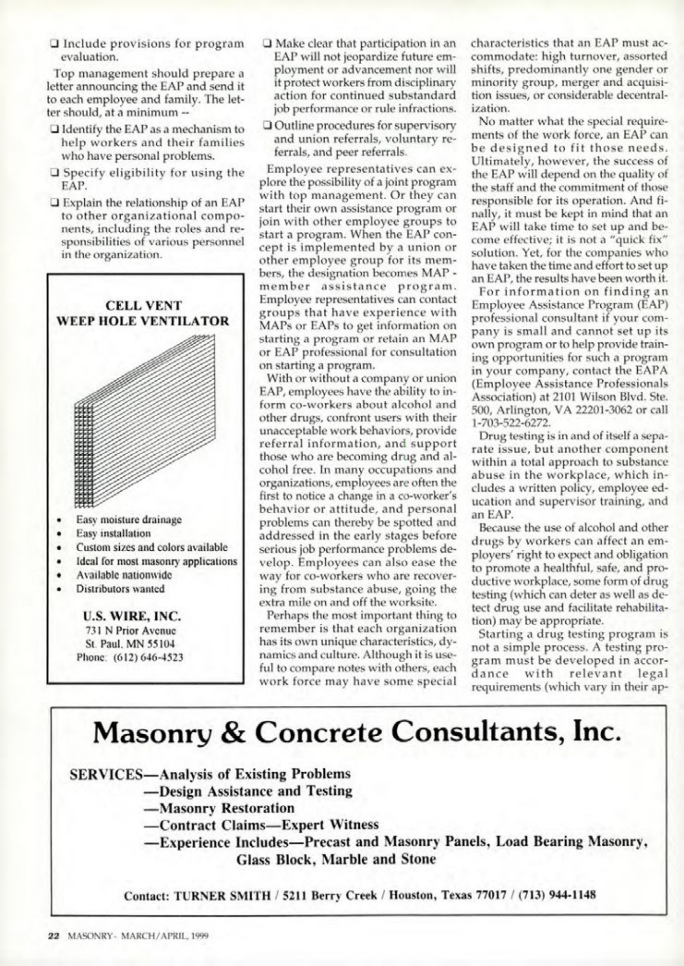 Masonry Magazine April 1999 Page. 22
