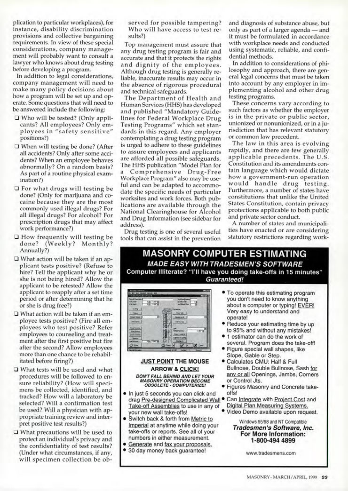 Masonry Magazine April 1999 Page. 23