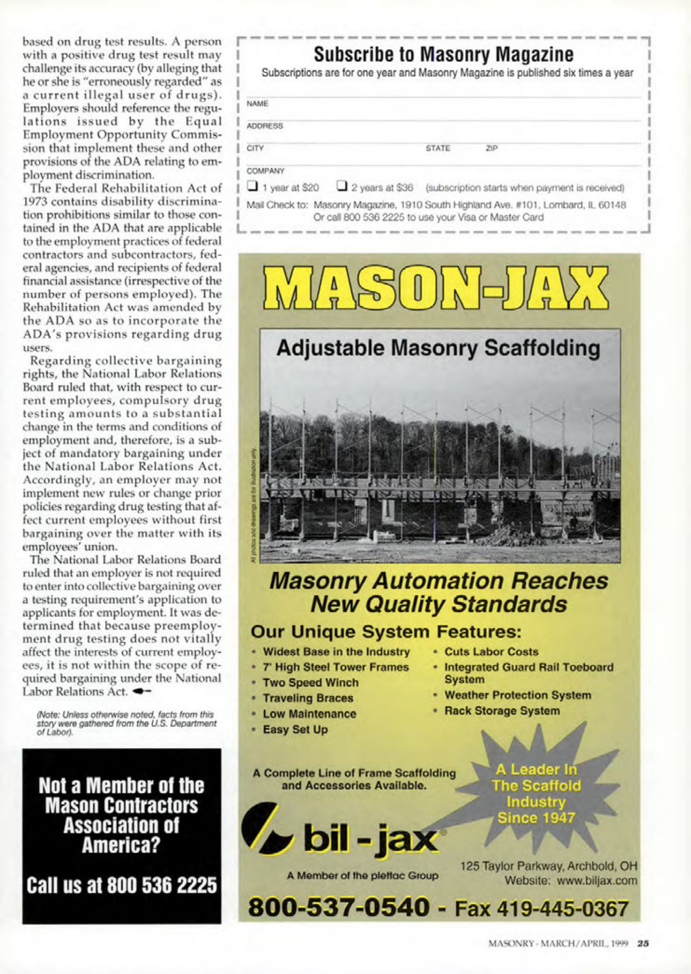 Masonry Magazine April 1999 Page. 25