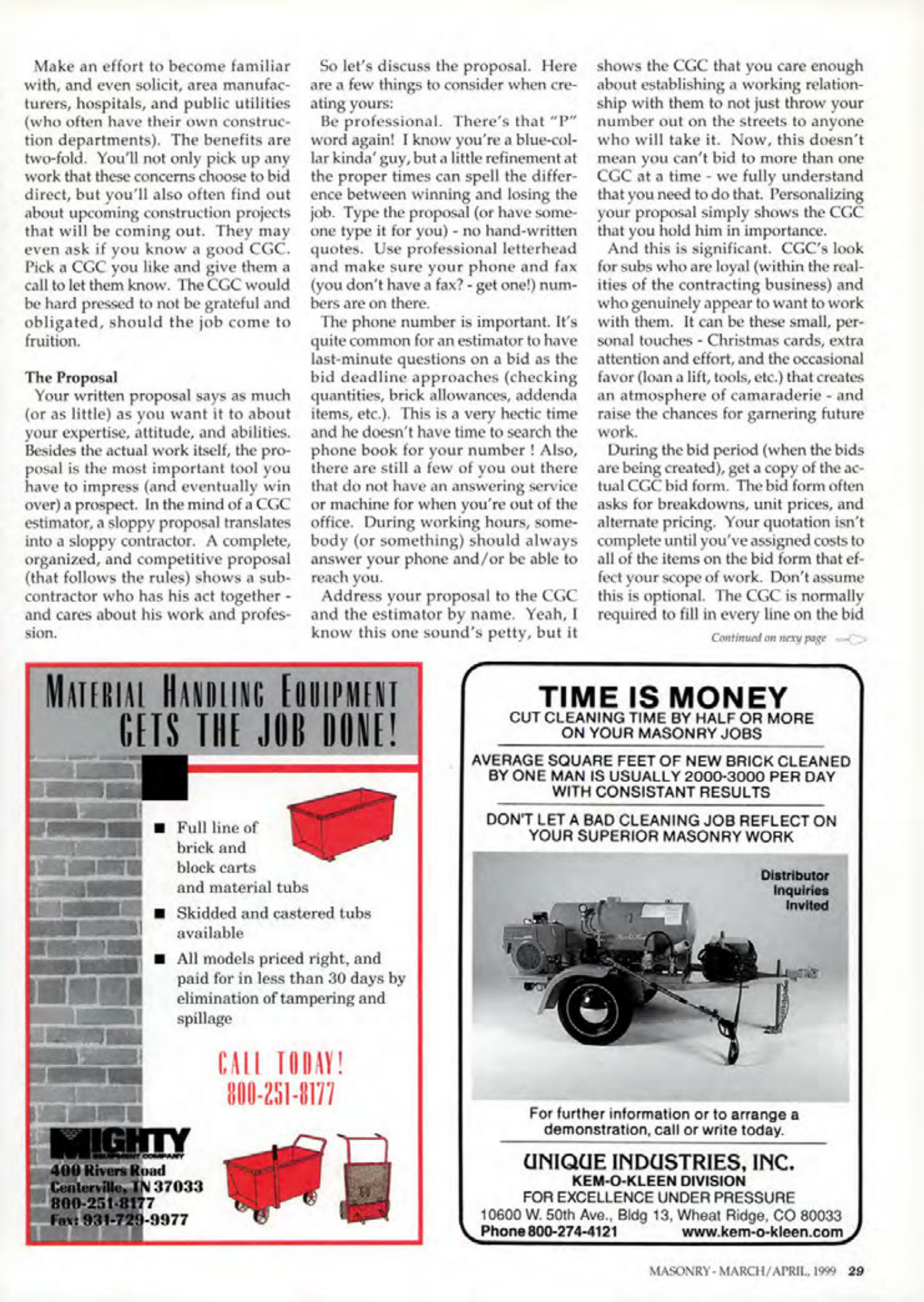 Masonry Magazine April 1999 Page. 29
