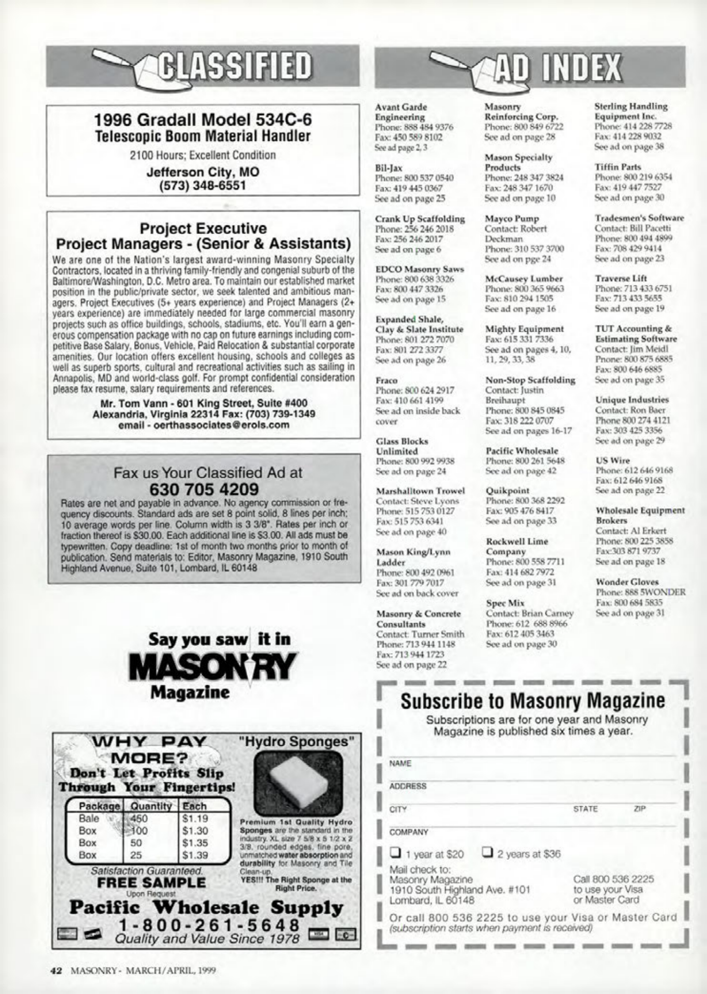 Masonry Magazine April 1999 Page. 42