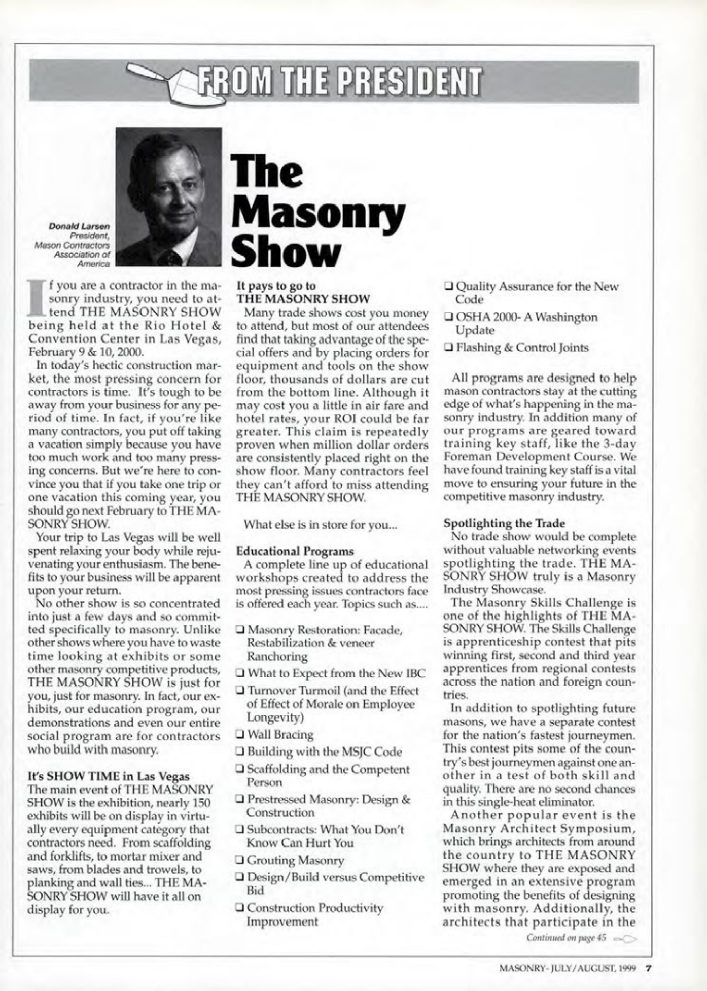 Masonry Magazine August 1999 Page. 7