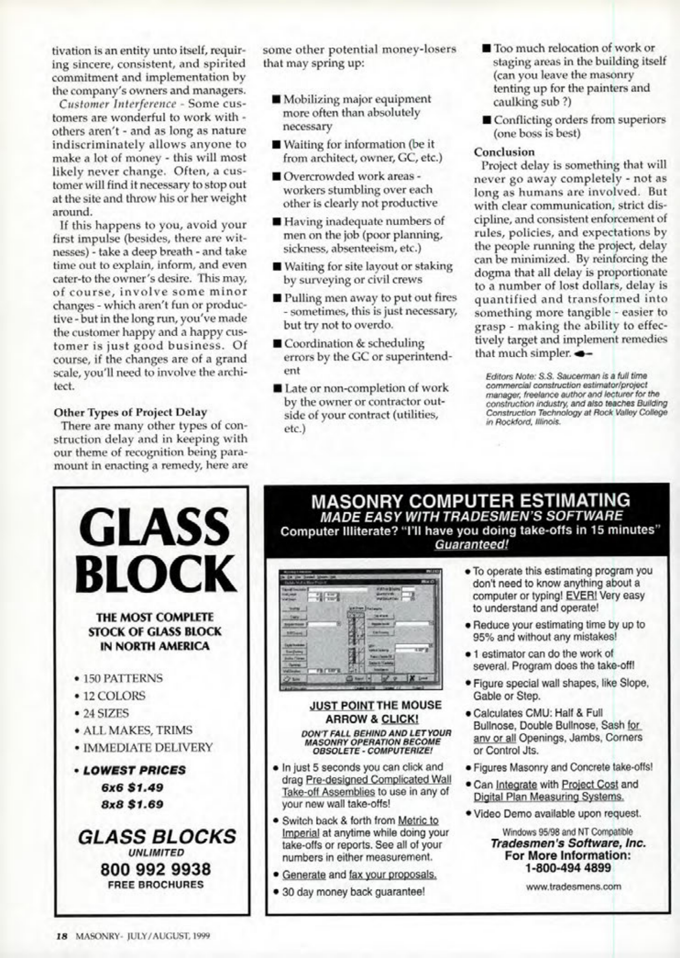 Masonry Magazine August 1999 Page. 18