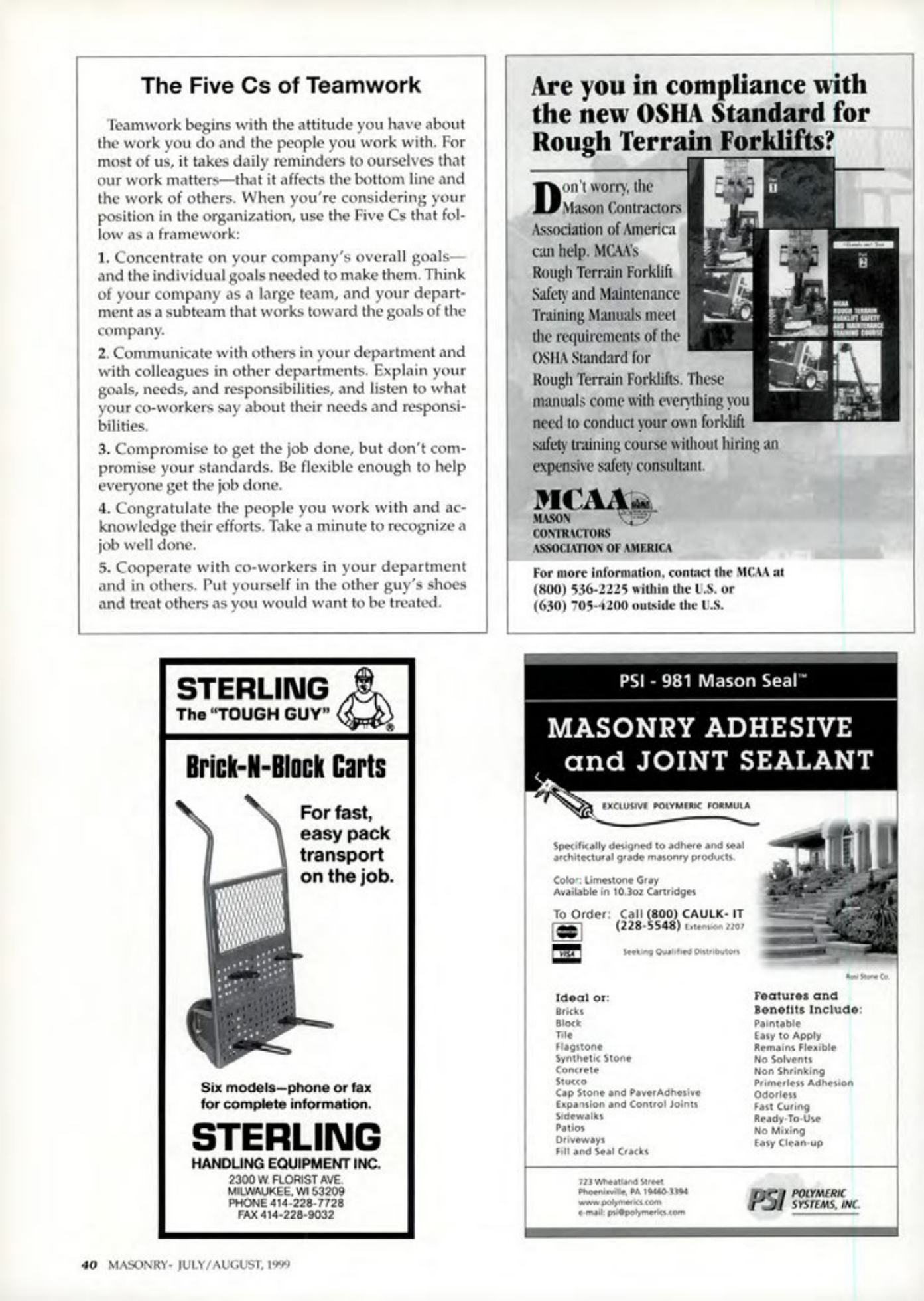 Masonry Magazine August 1999 Page. 40