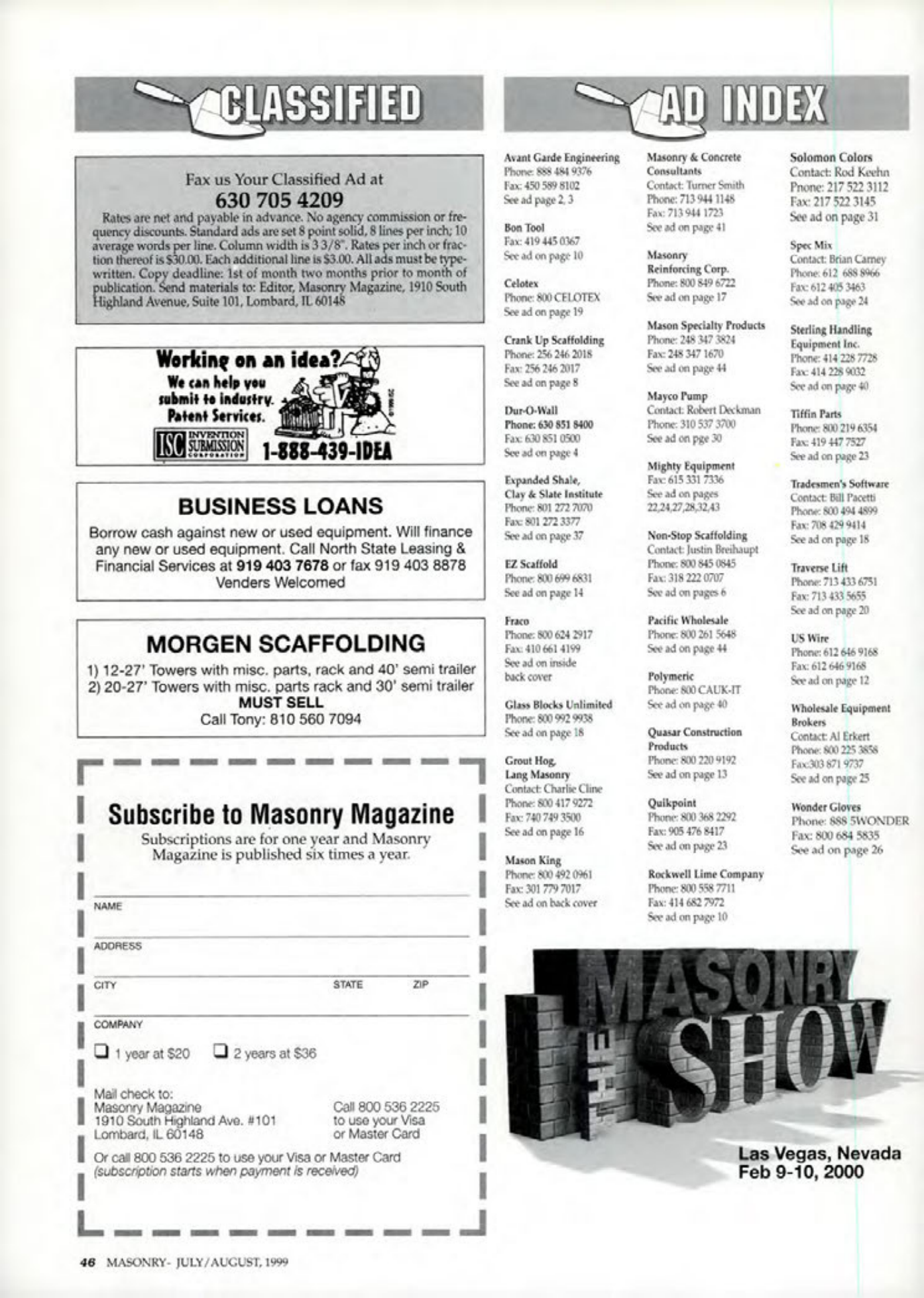 Masonry Magazine August 1999 Page. 46