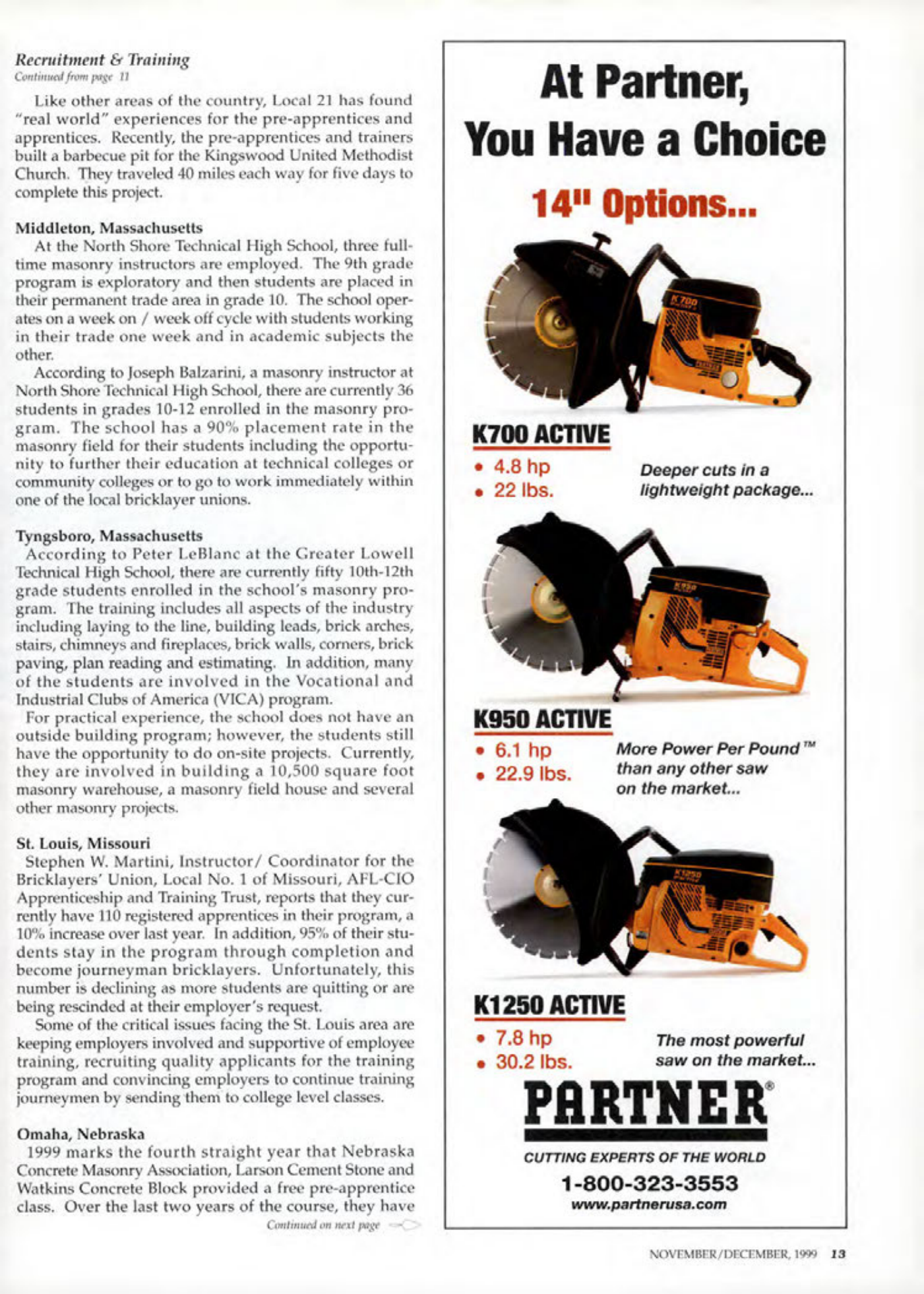 Masonry Magazine December 1999 Page. 13