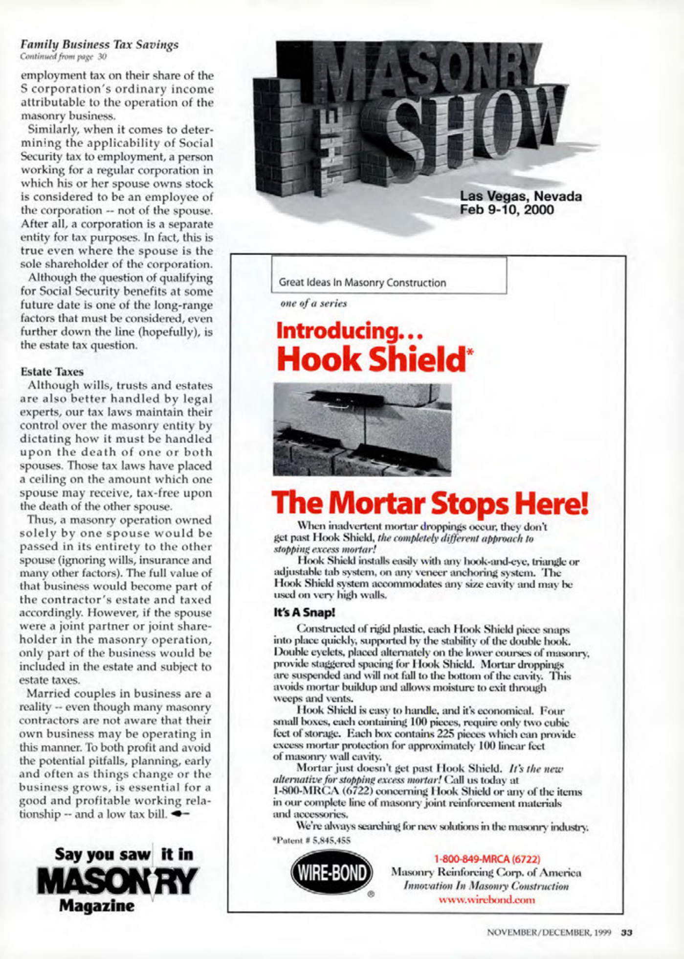 Masonry Magazine December 1999 Page. 33
