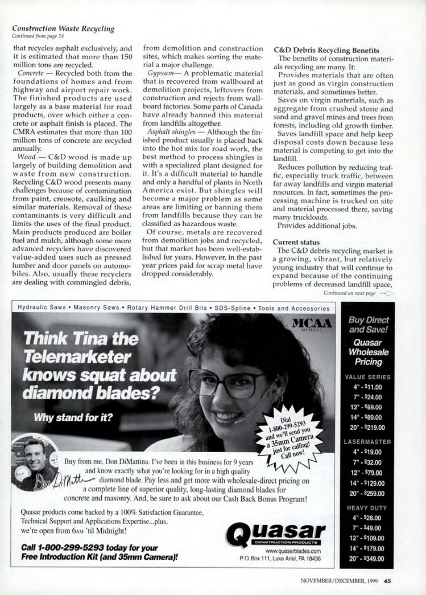 Masonry Magazine December 1999 Page. 45
