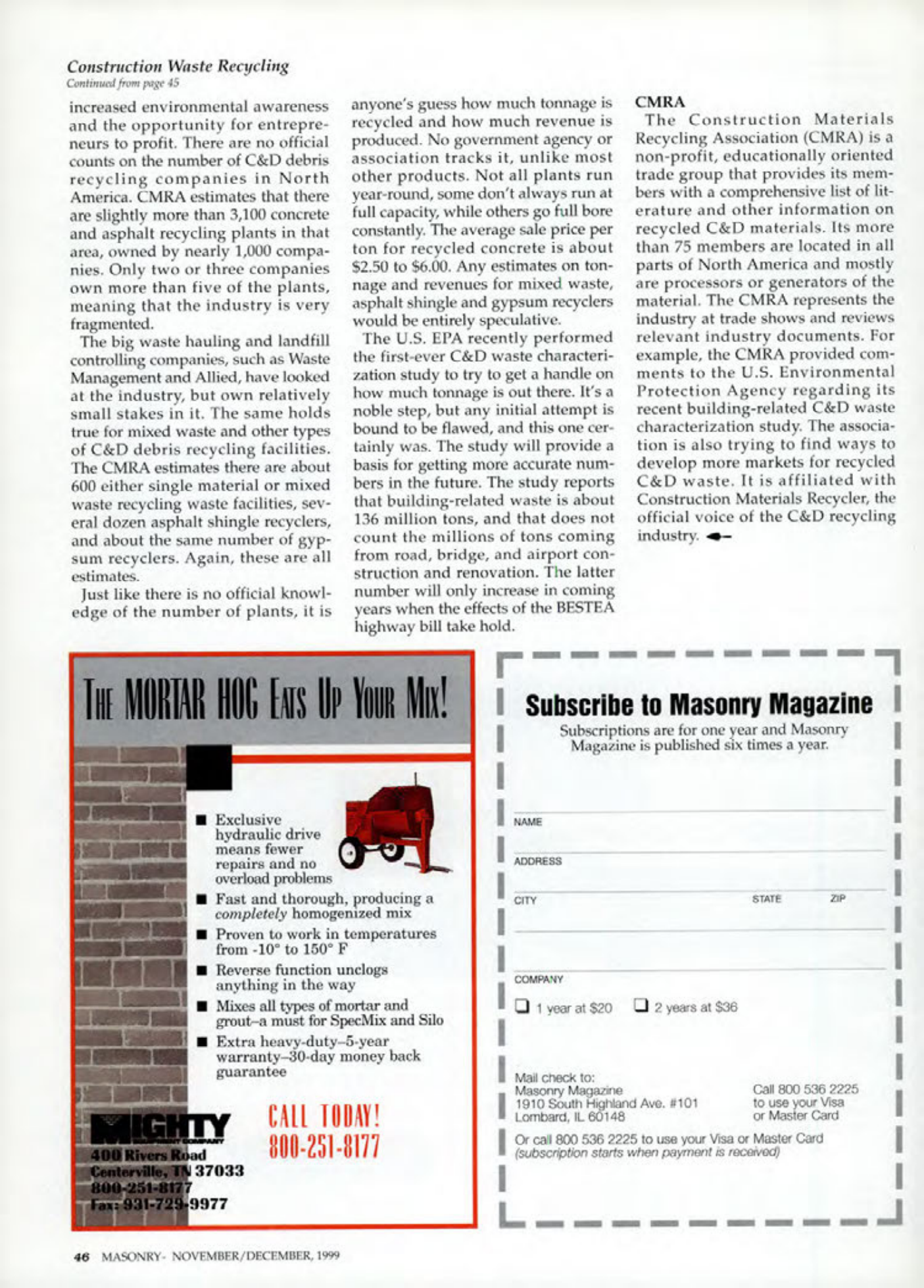 Masonry Magazine December 1999 Page. 46