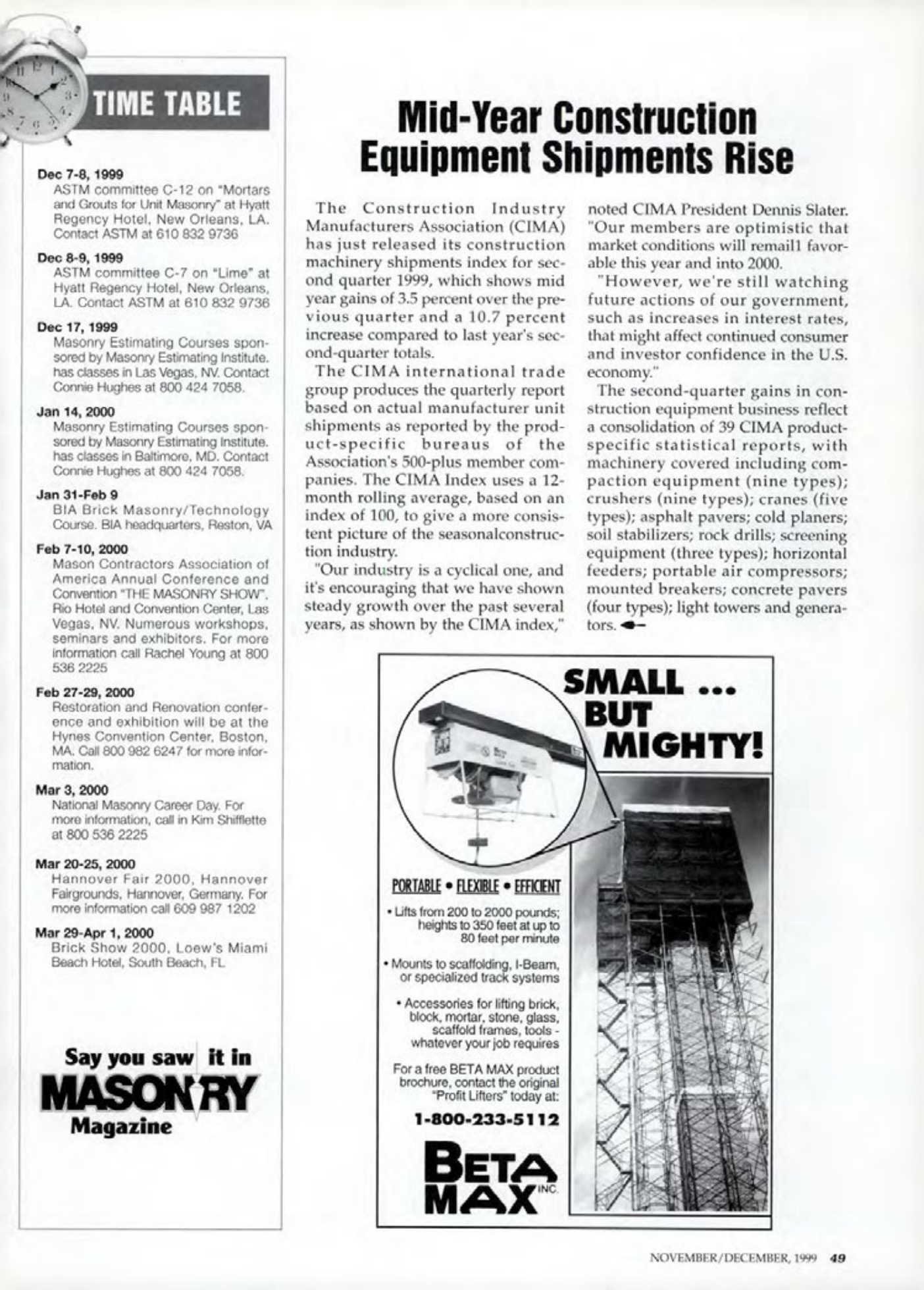 Masonry Magazine December 1999 Page. 49