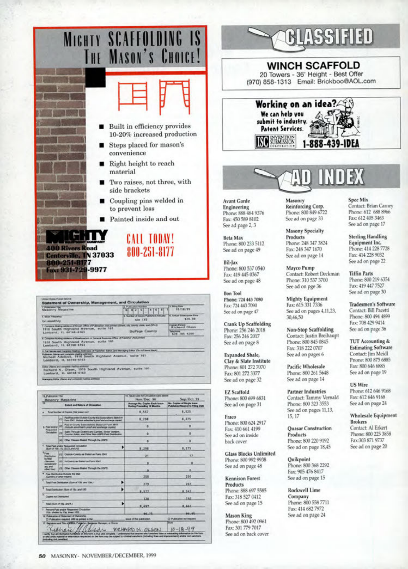Masonry Magazine December 1999 Page. 50