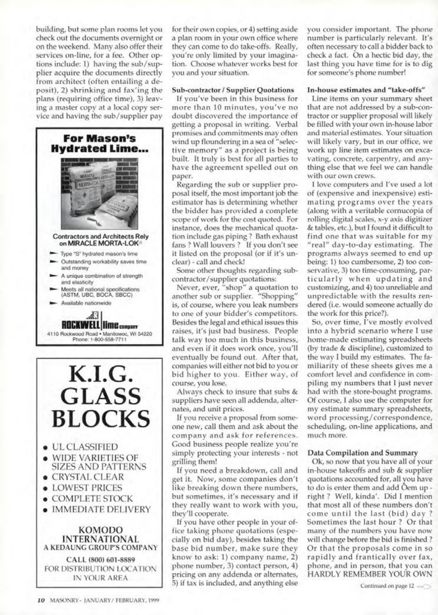 Masonry Magazine February 1999 Page. 12