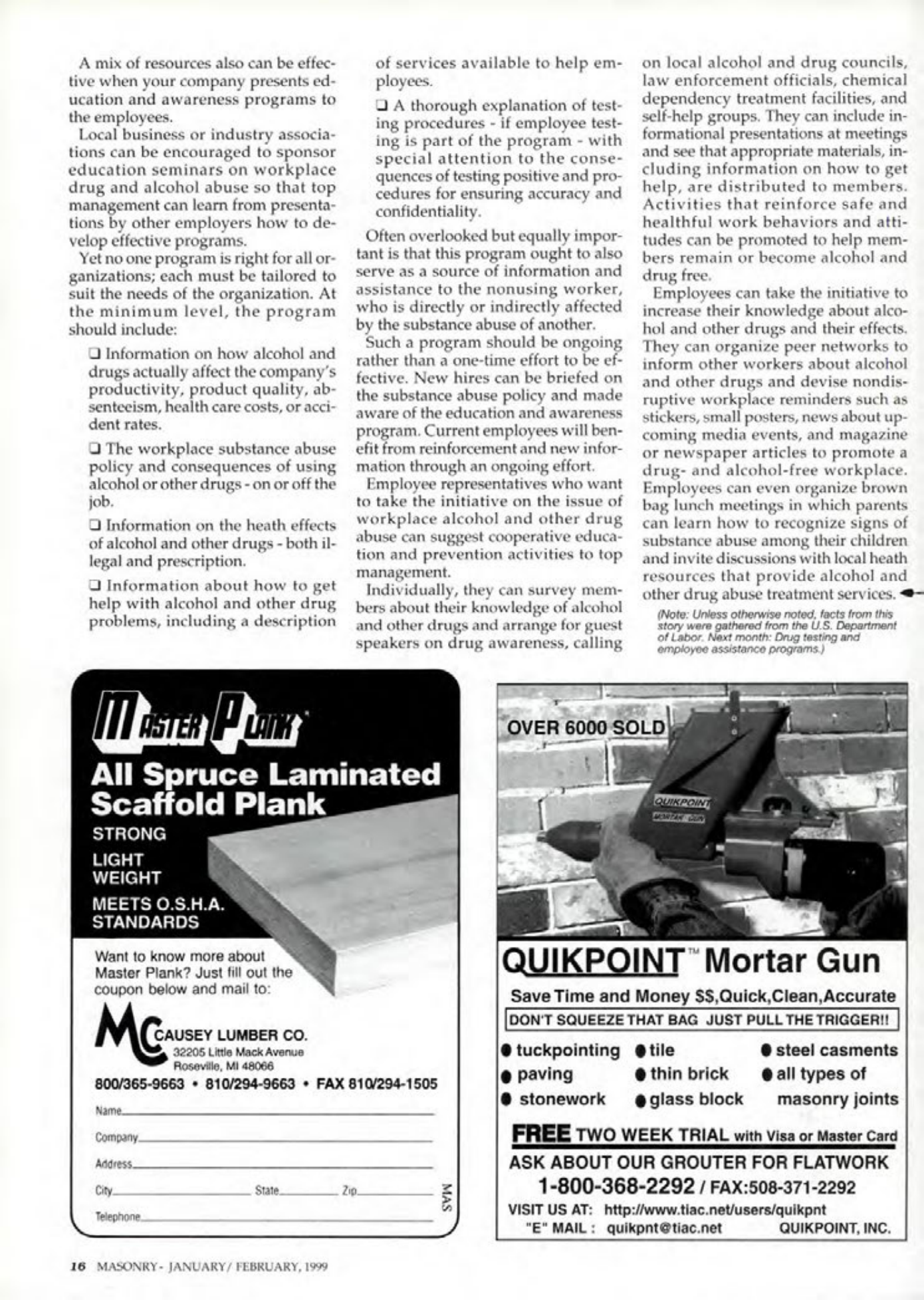 Masonry Magazine February 1999 Page. 18