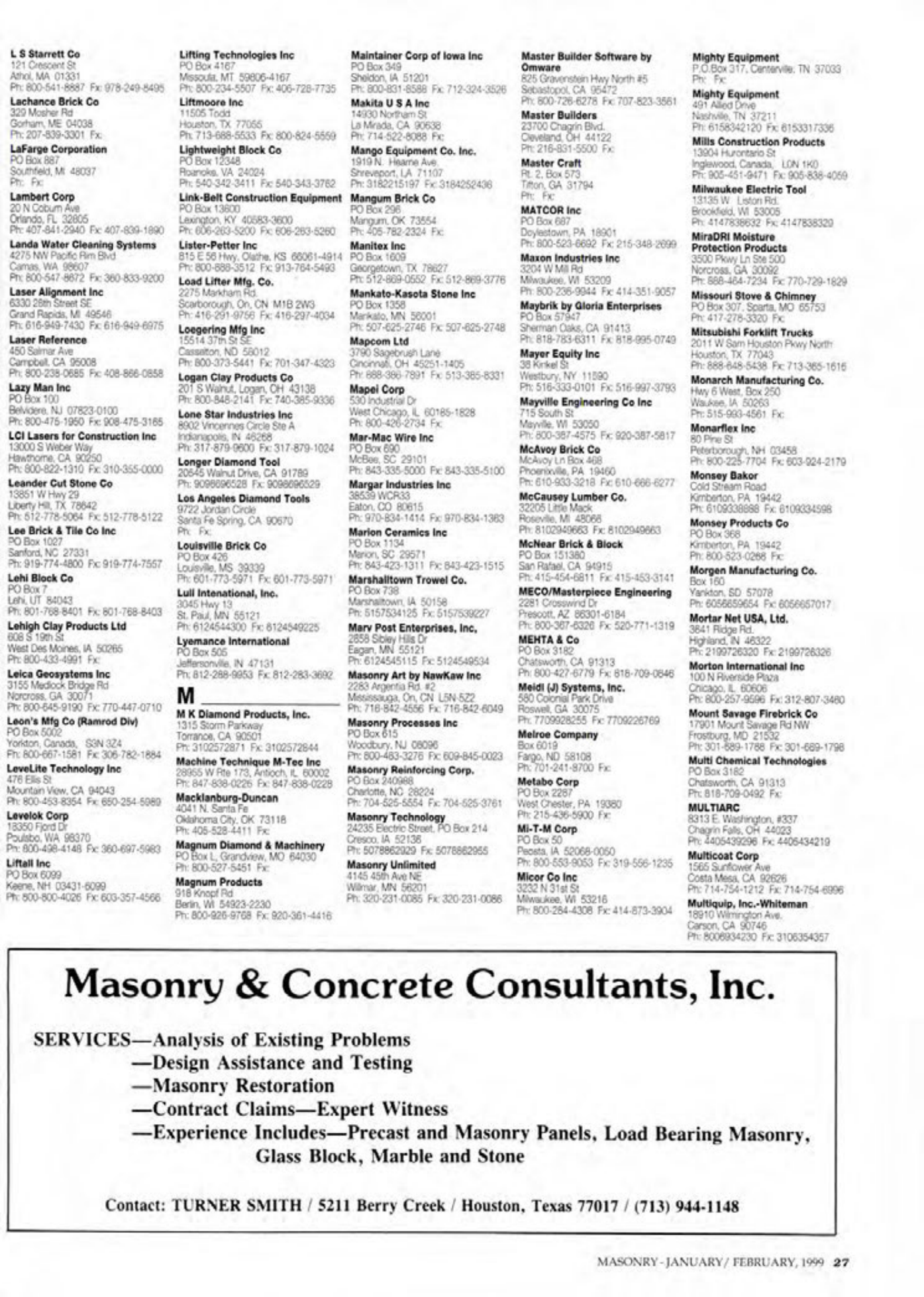 Masonry Magazine February 1999 Page. 29