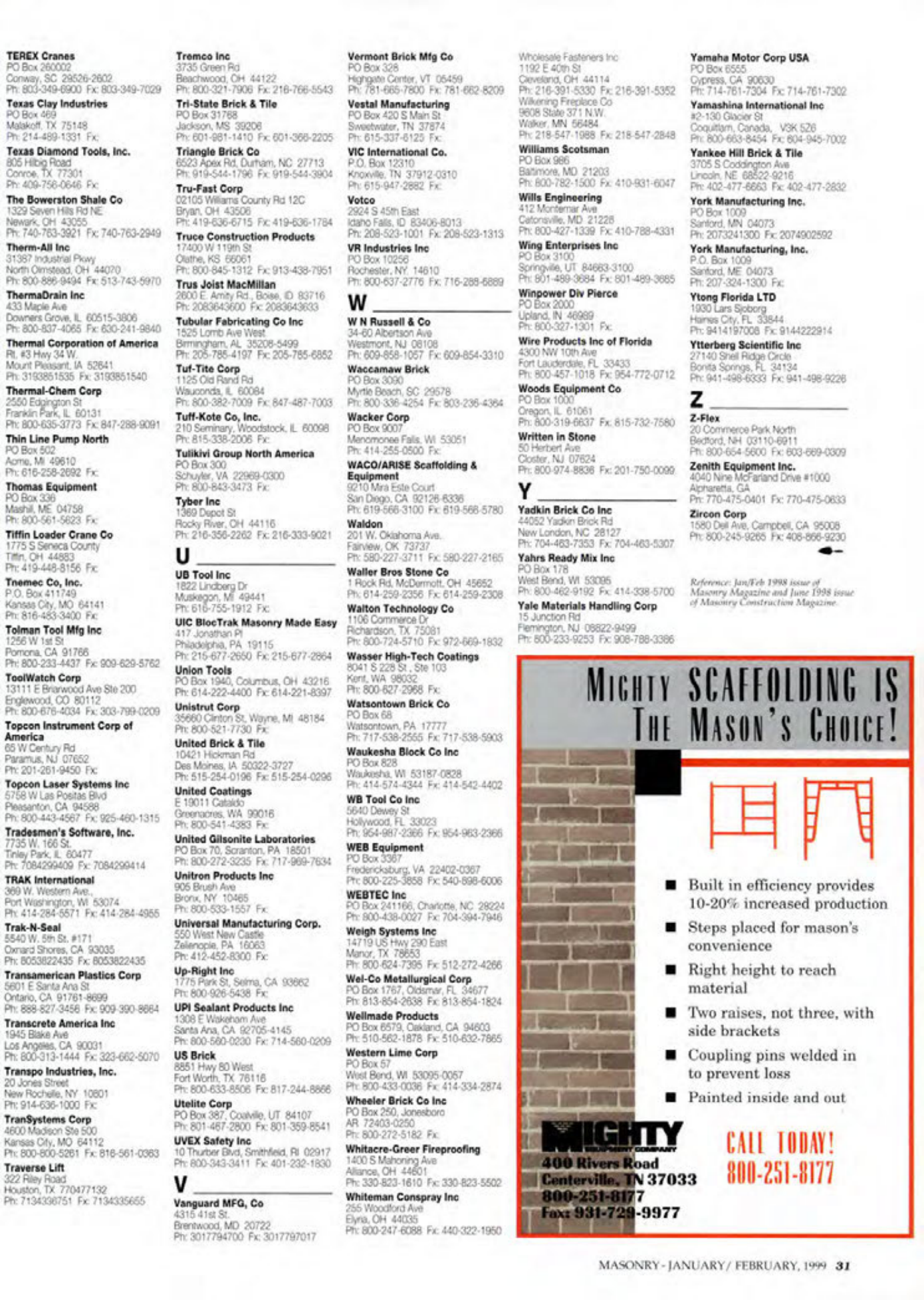 Masonry Magazine February 1999 Page. 33