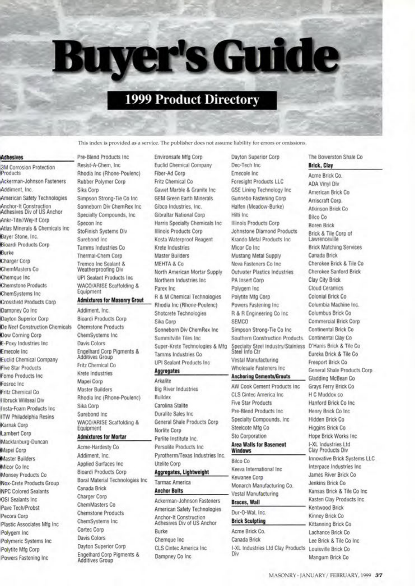 Masonry Magazine February 1999 Page. 41