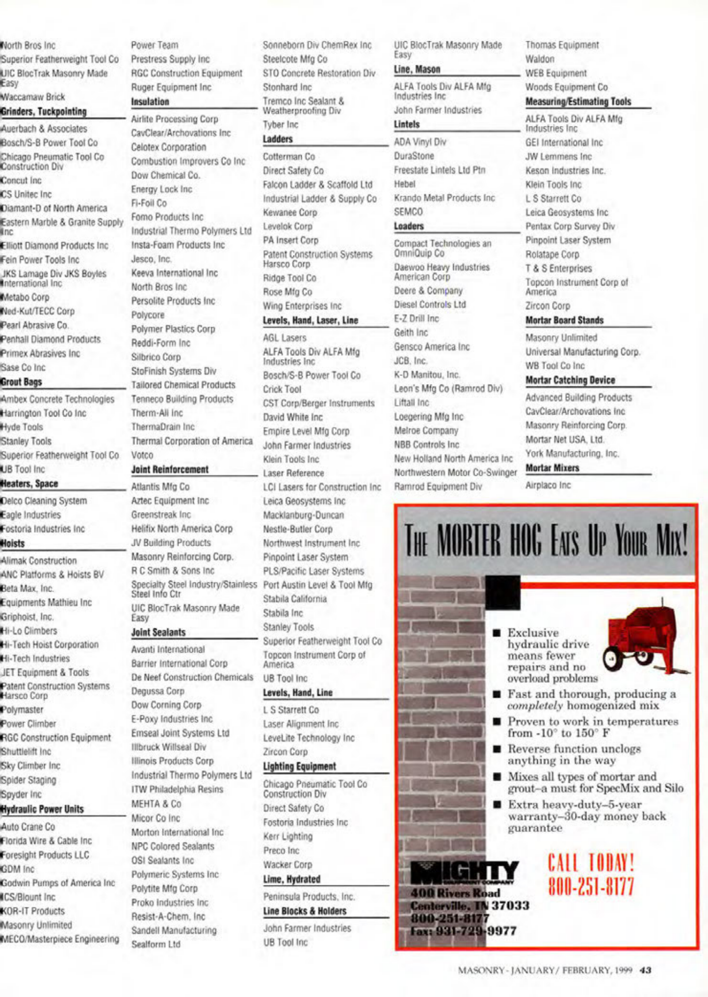 Masonry Magazine February 1999 Page. 47
