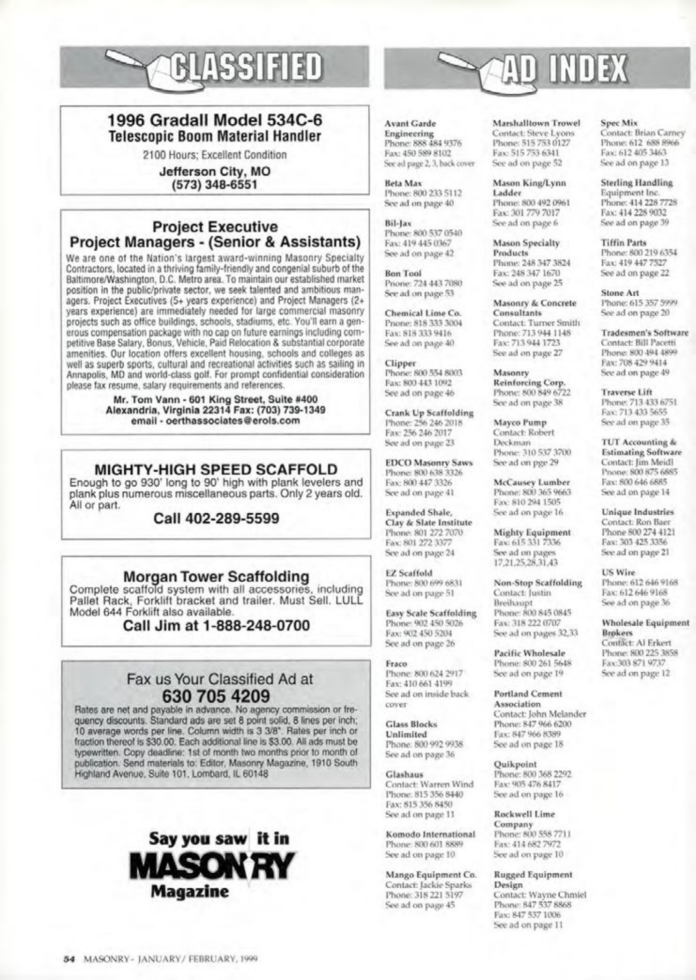 Masonry Magazine February 1999 Page. 58
