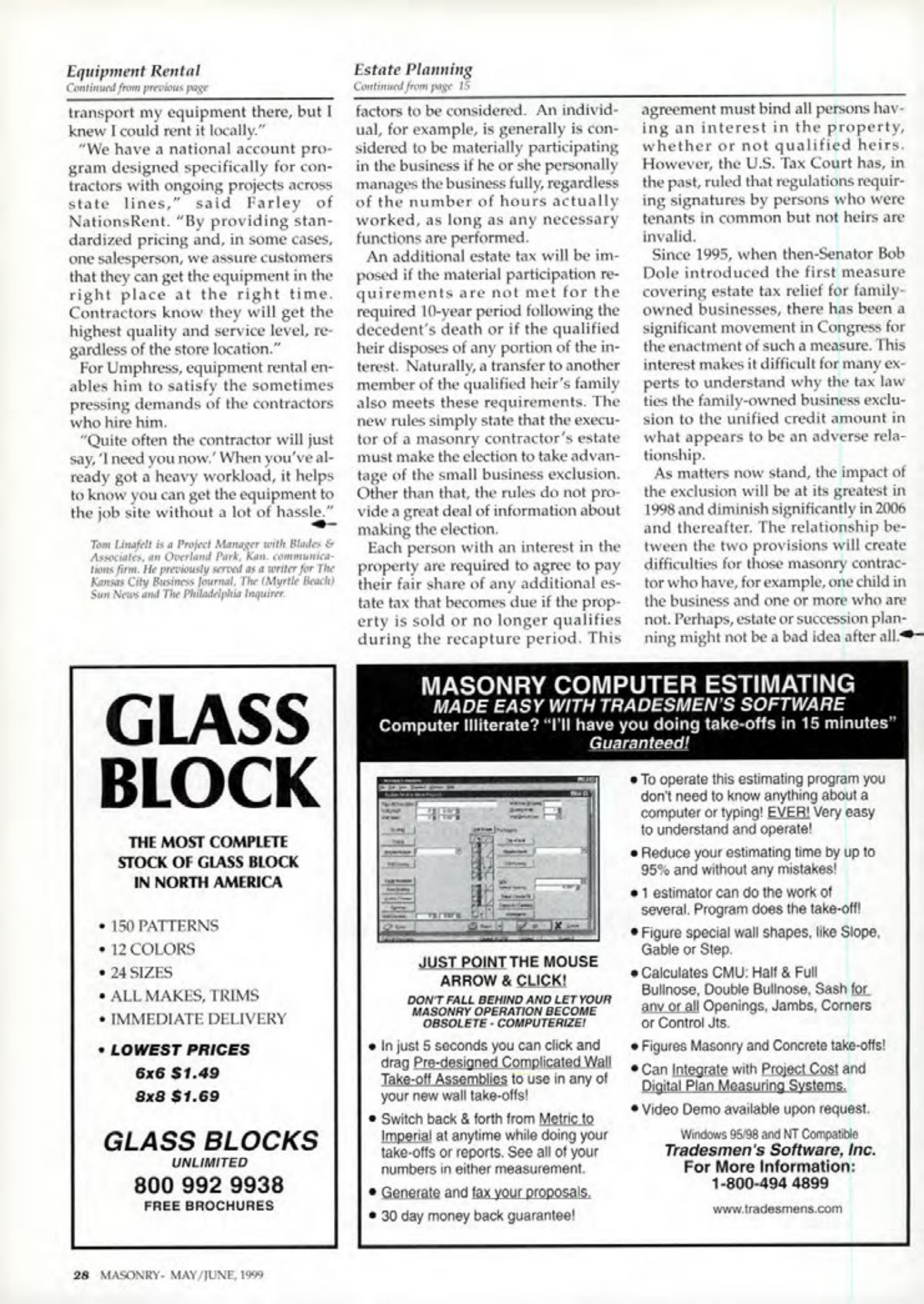 Masonry Magazine June 1999 Page. 28