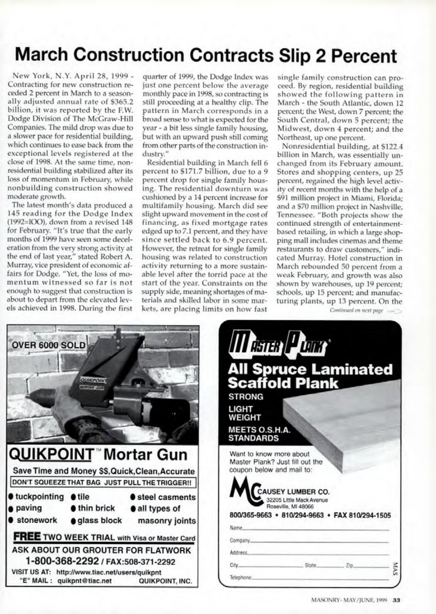 Masonry Magazine June 1999 Page. 33