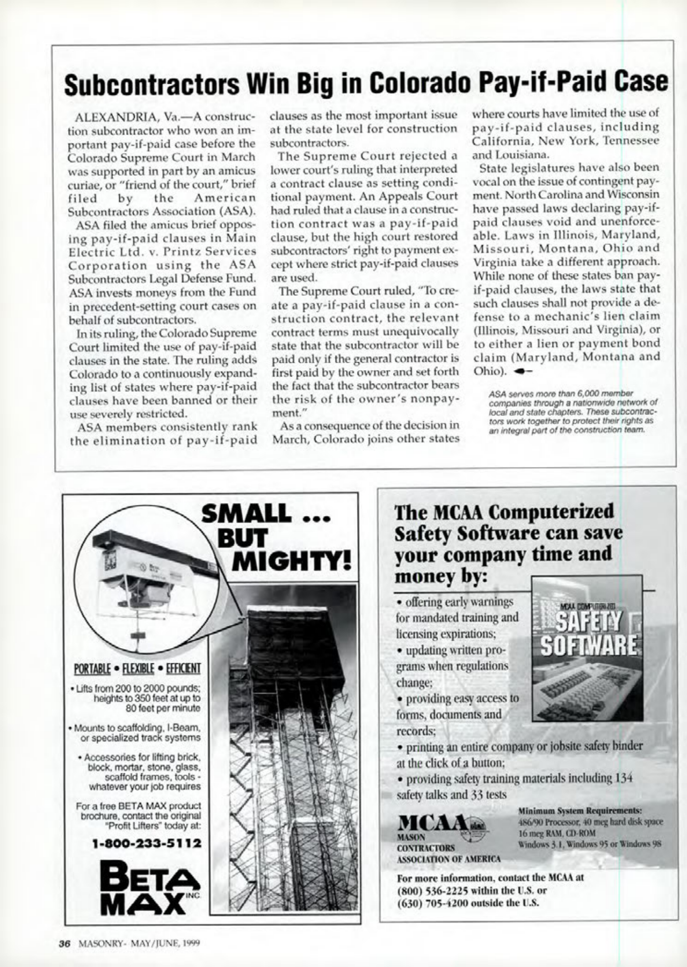 Masonry Magazine June 1999 Page. 36
