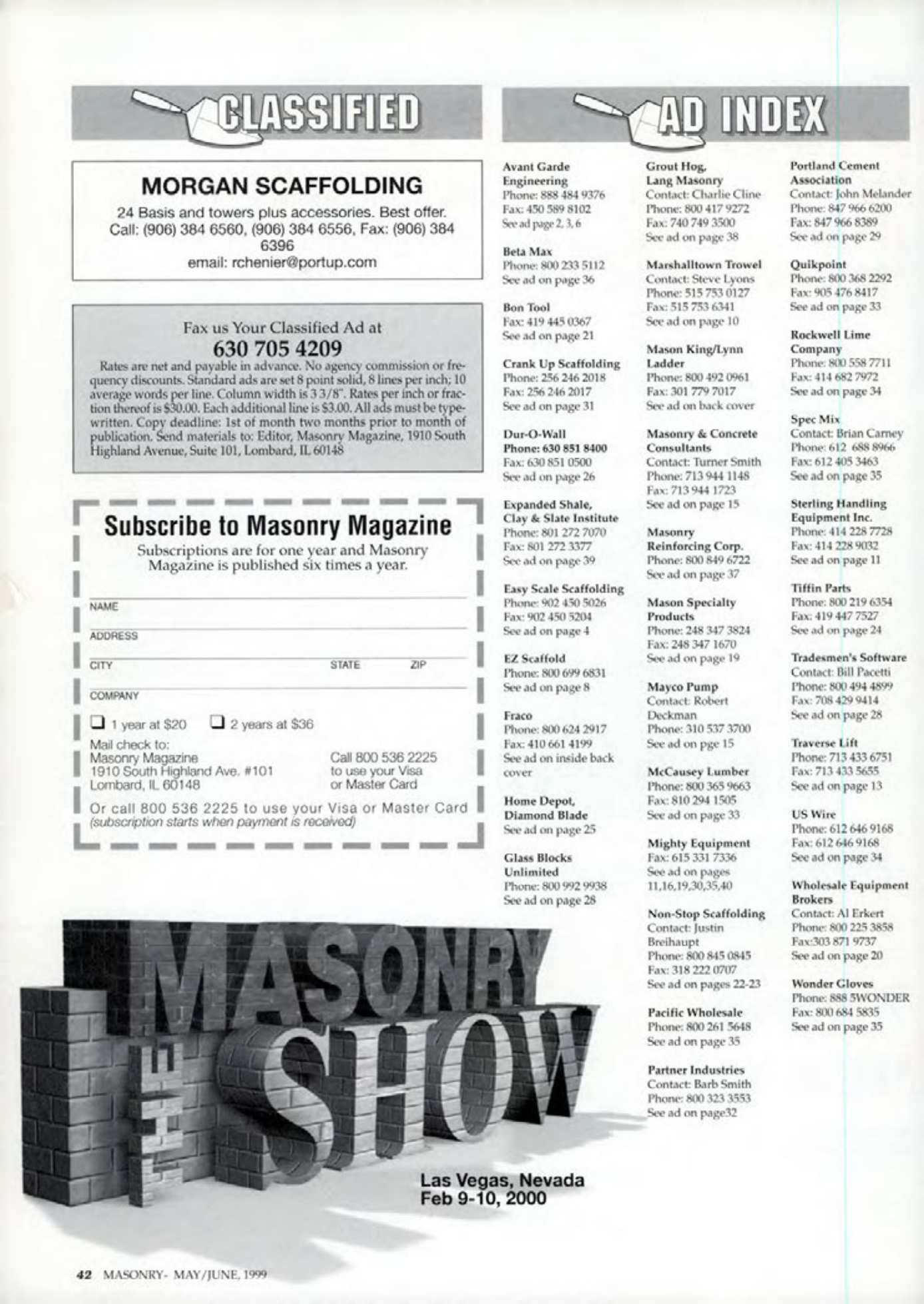 Masonry Magazine June 1999 Page. 42