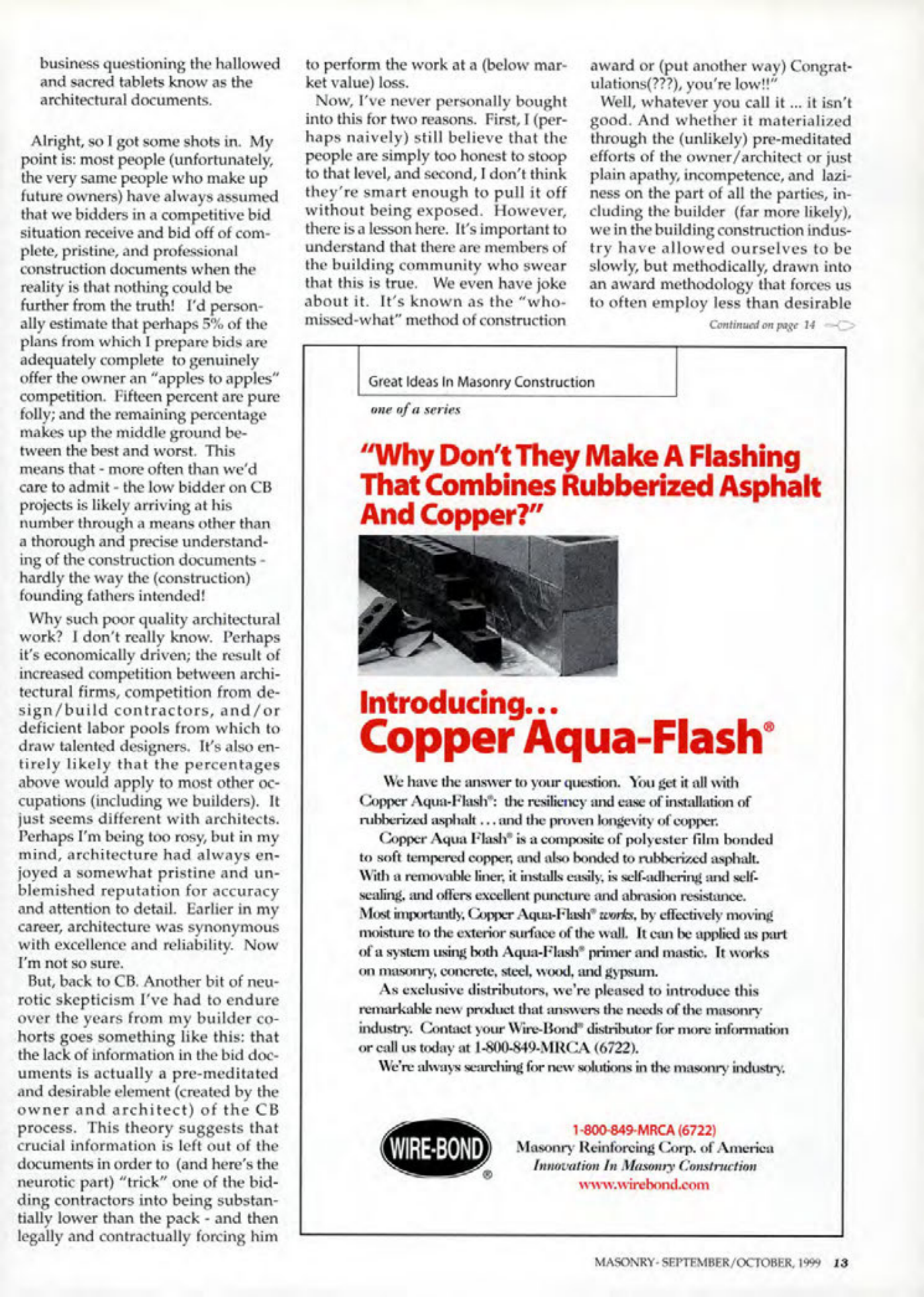 Masonry Magazine October 1999 Page. 13