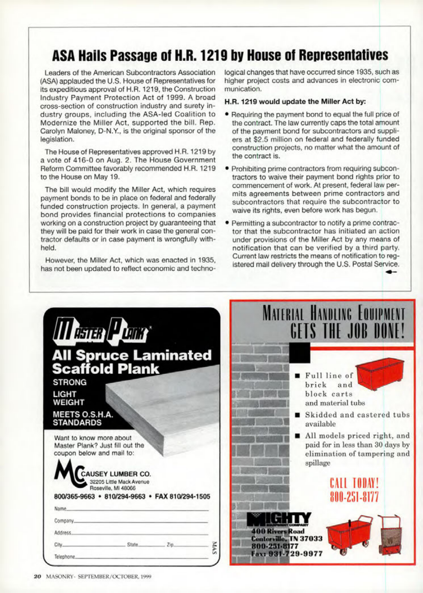 Masonry Magazine October 1999 Page. 20