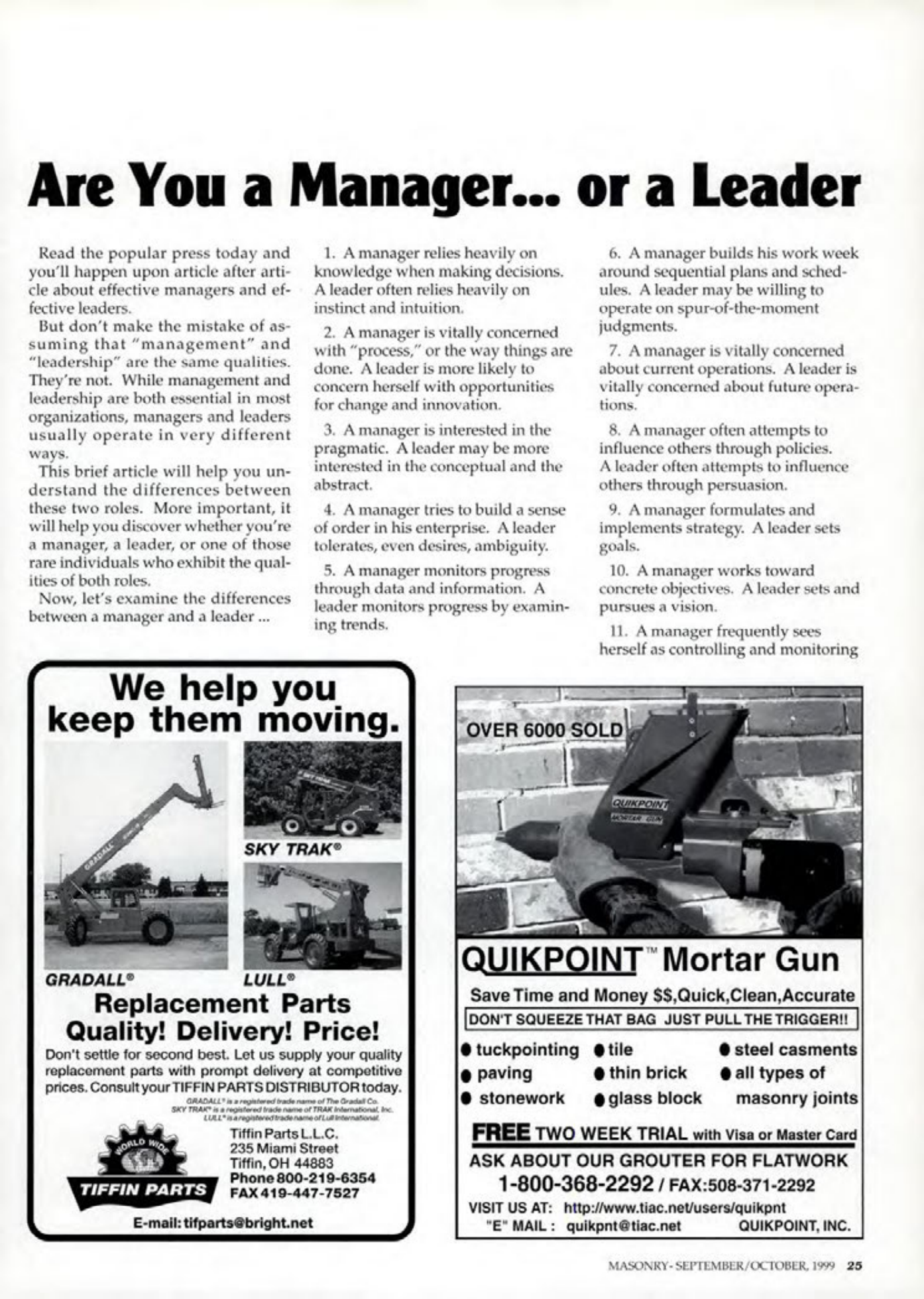 Masonry Magazine October 1999 Page. 25