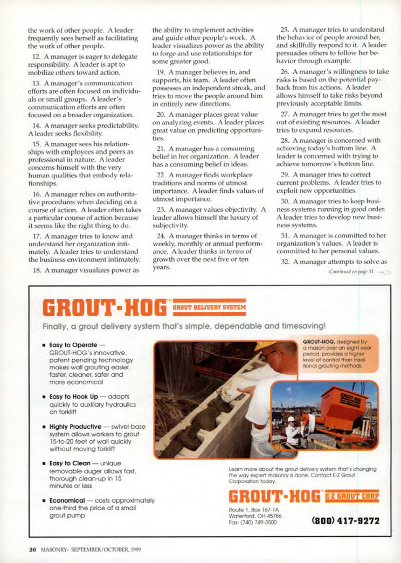 Masonry Magazine October 1999 Page. 26