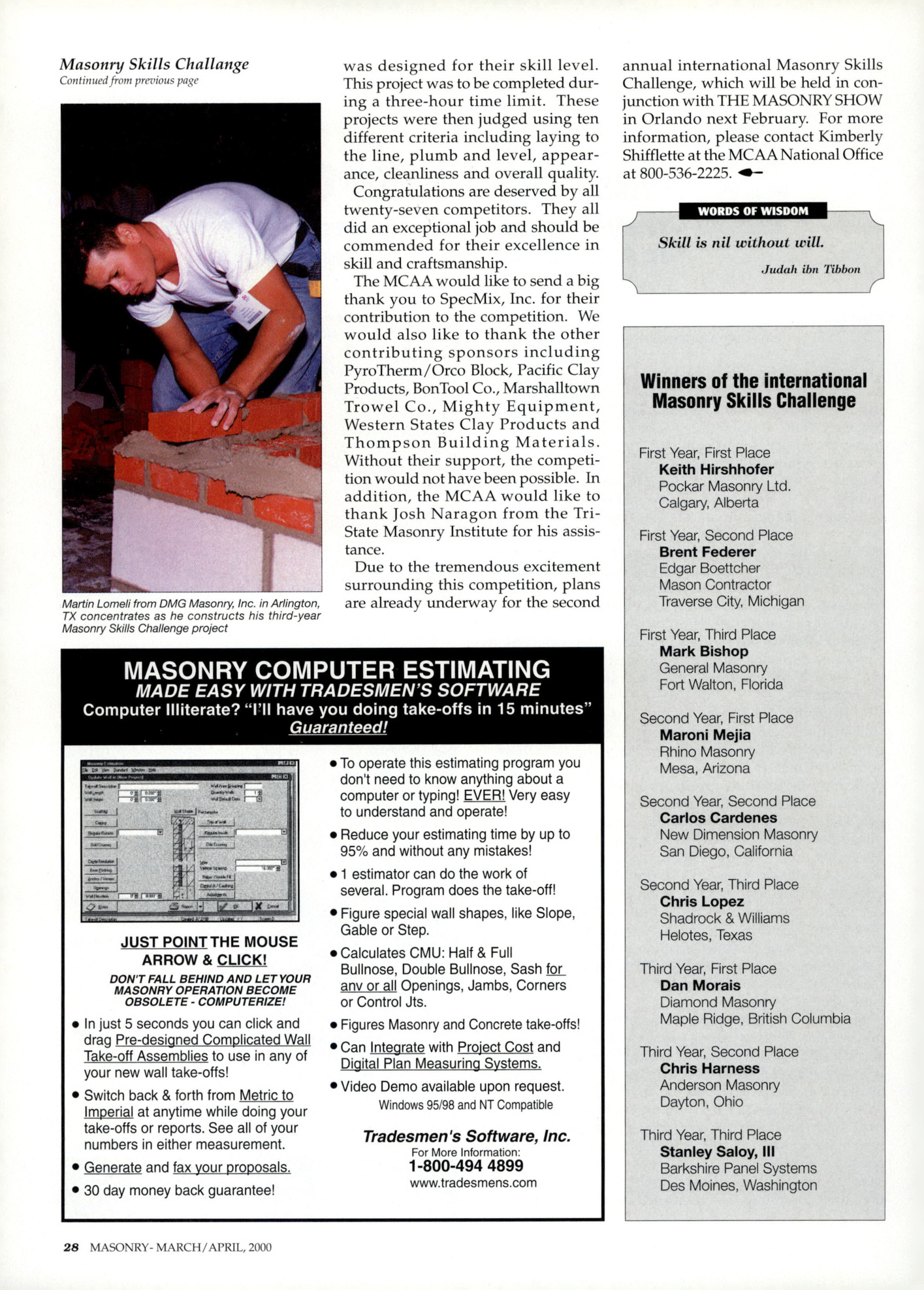 Masonry Magazine April 2000 Page. 28