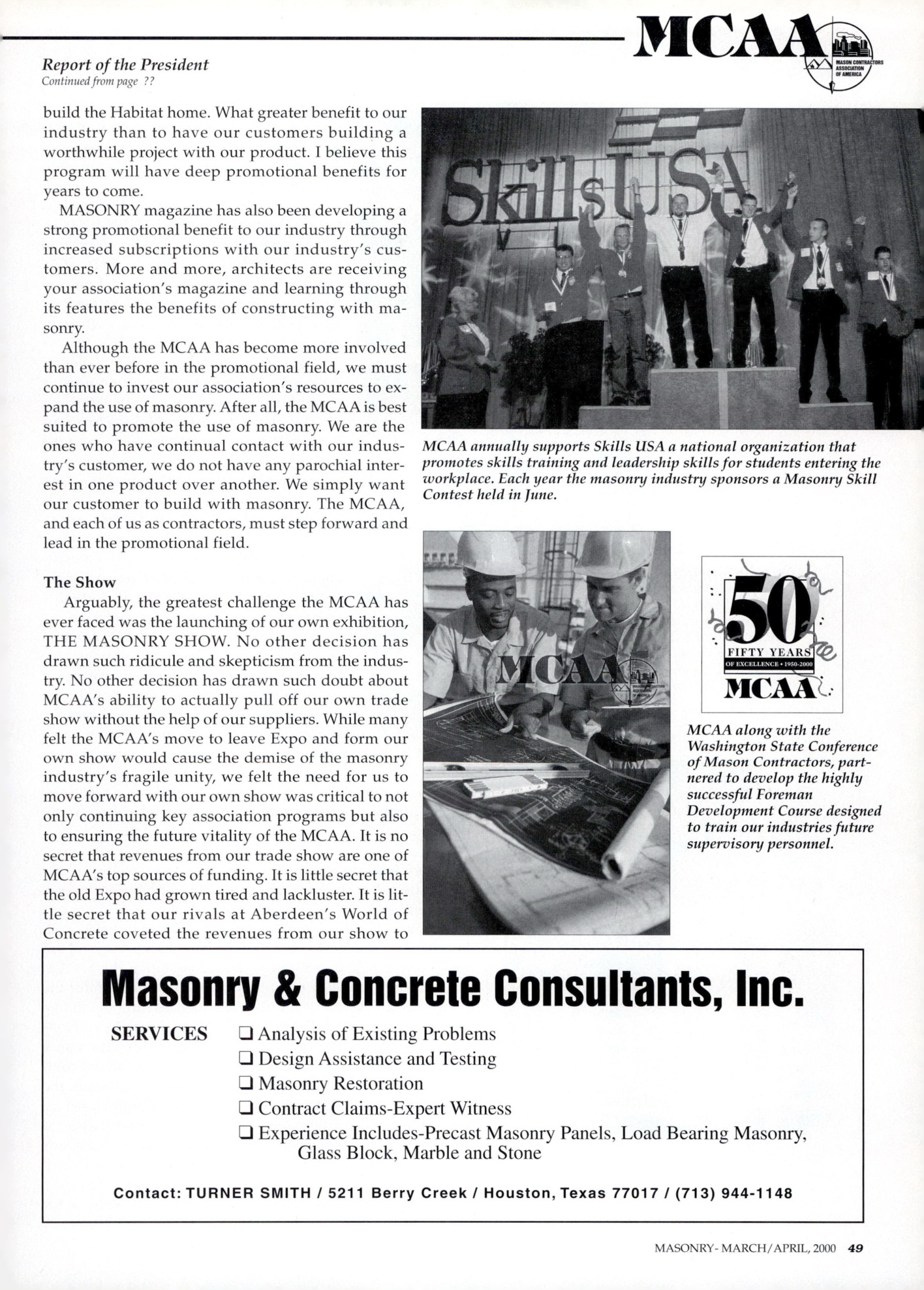 Masonry Magazine April 2000 Page. 49