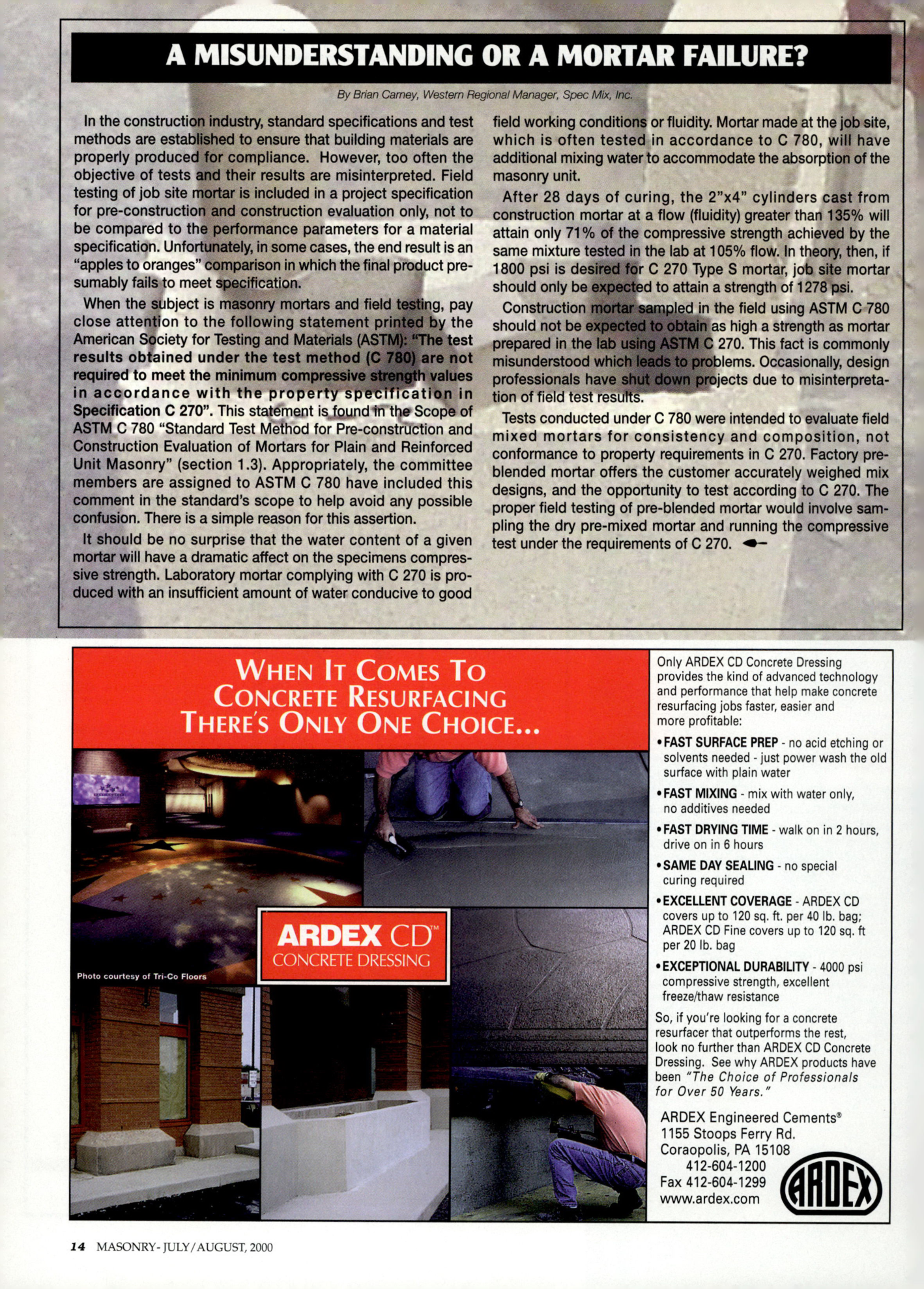 Masonry Magazine August 2000 Page. 14